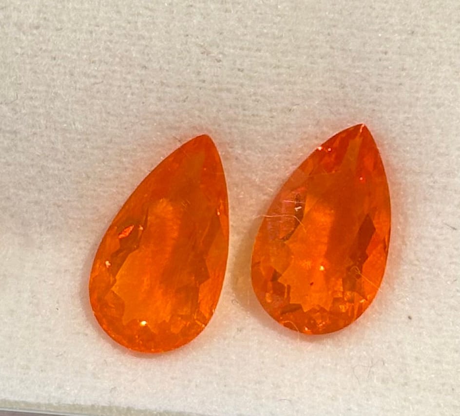 Luxury Promise 3.01ct Fire Opal Pear PAIR DXBCS4971