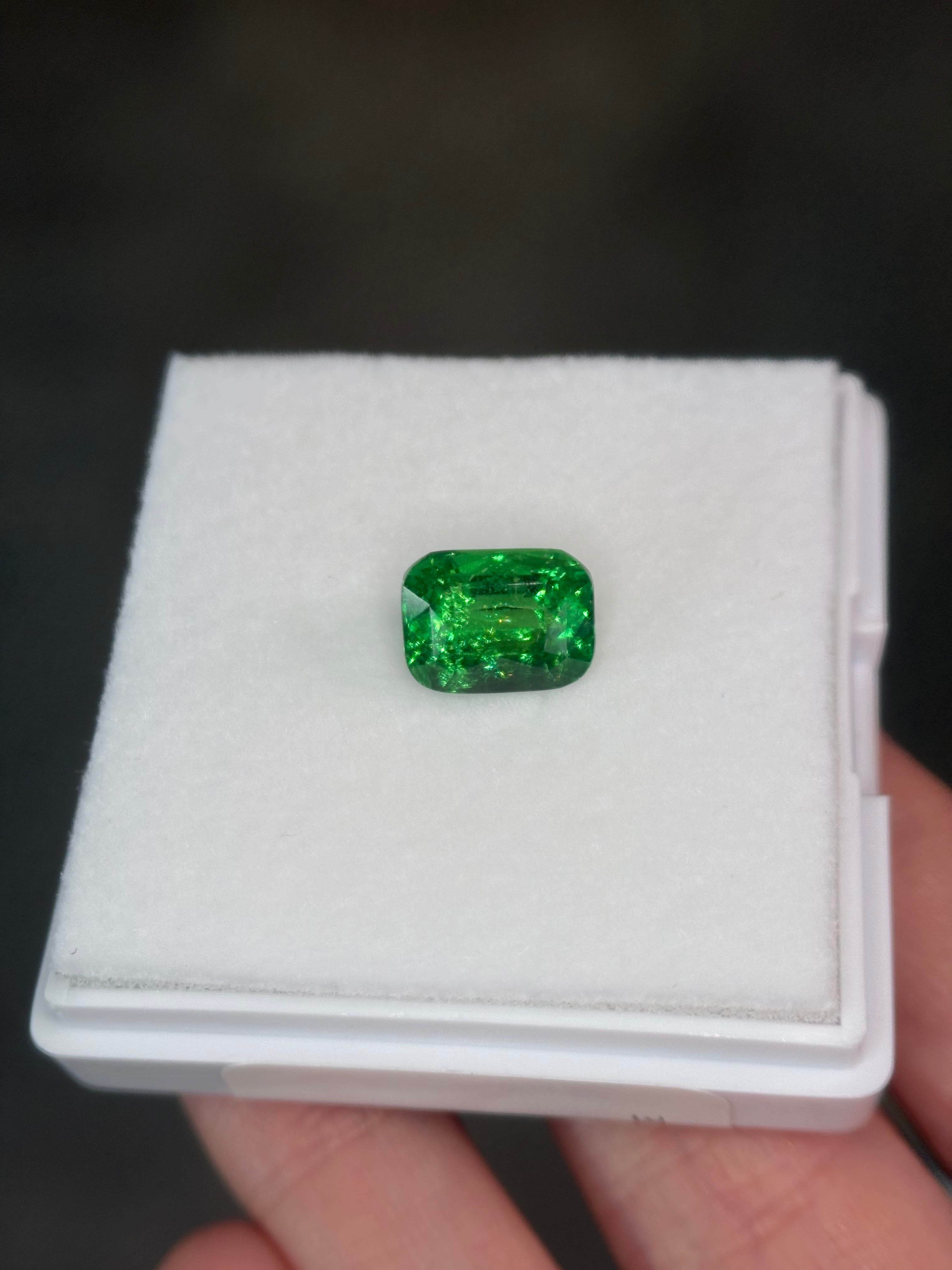 Luxury Promise 3.52ct Tsavorite Cushion with Certification DXBCS5934