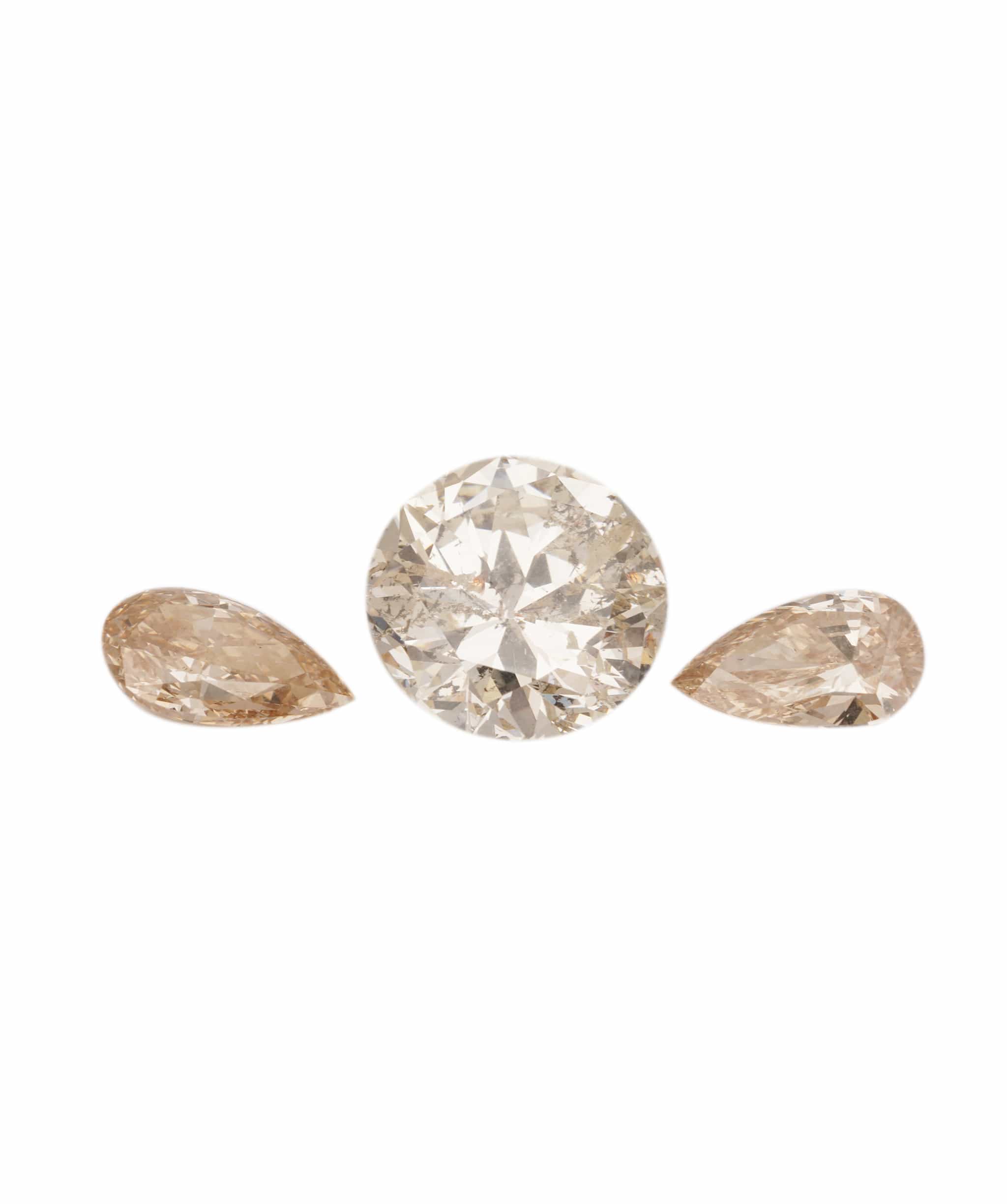Luxury Promise 3.95CT OLD EUROPEAN CUT AND PEARS WHITE CENTRE-ROSE -FLAME PINK PEARS DIAMONDS FOR LARGE RING ANC1842
