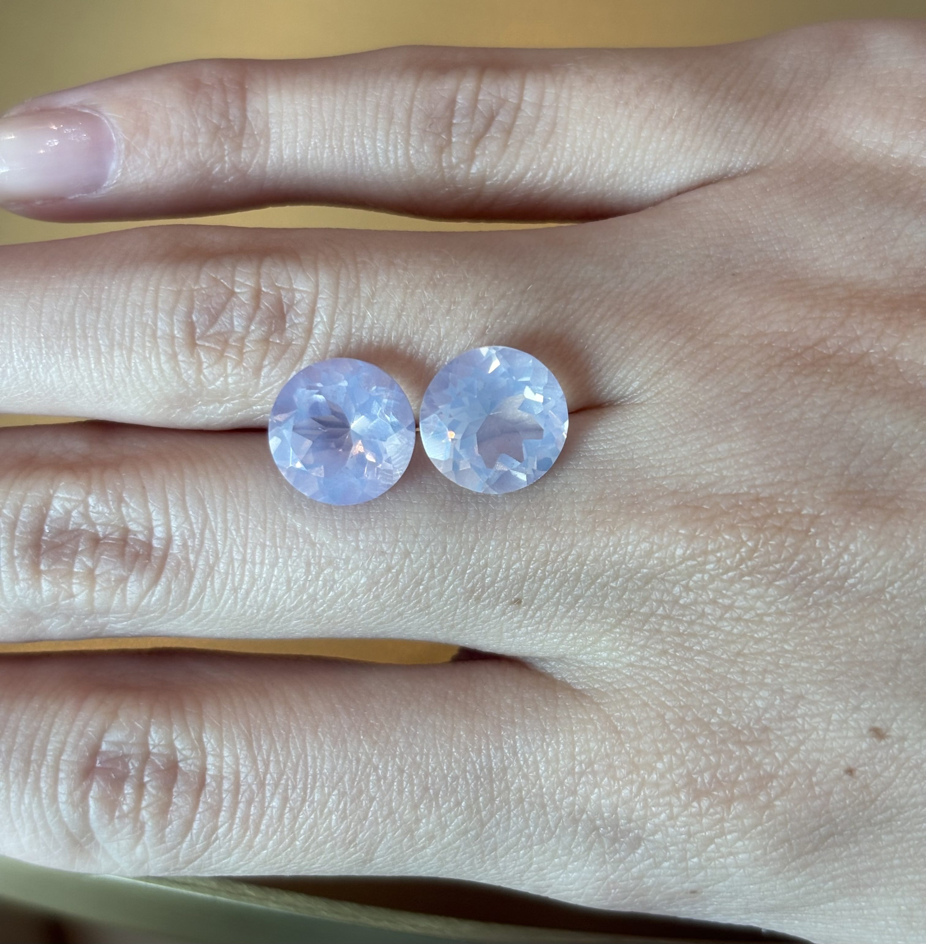 Luxury Promise 6.97ct Lavender Moon Quartz Round PAIR THAIC0202