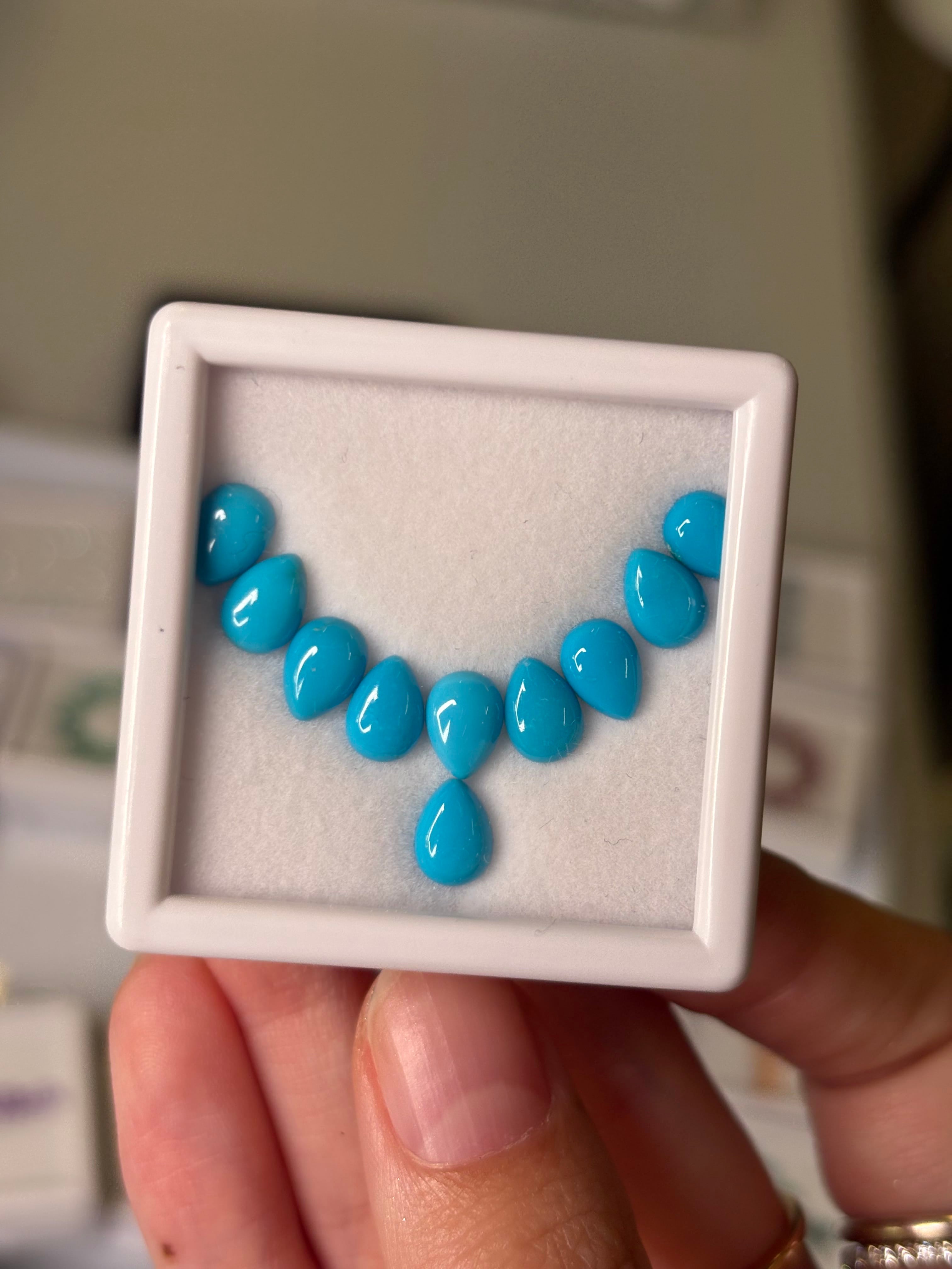 Luxury Promise 8.00ct Sleeping Beauty Turquoise Pear Set 7x5mm (10 pcs) THAIC0004