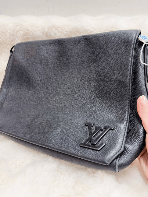 Louis Vuitton Black Leather Messenger Bag