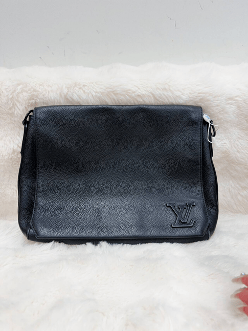 Louis Vuitton Black Leather Messenger Bag