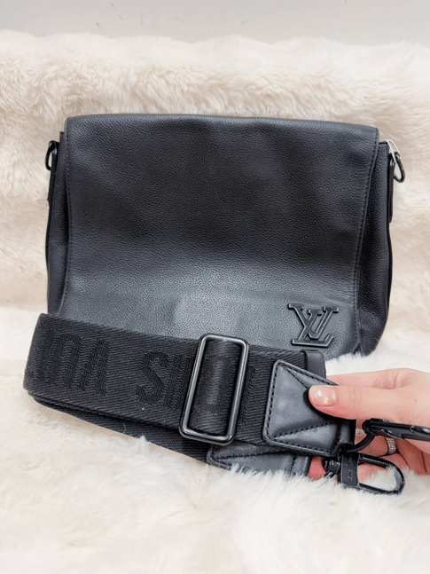 Louis Vuitton Black Leather Messenger Bag