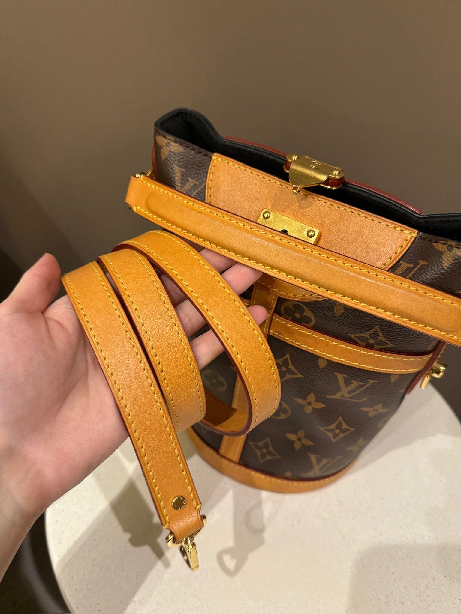 Luxury Promise Louis Vuitton Duffle Bucket Bag | Monogram Canvas 'Fries' Handbag