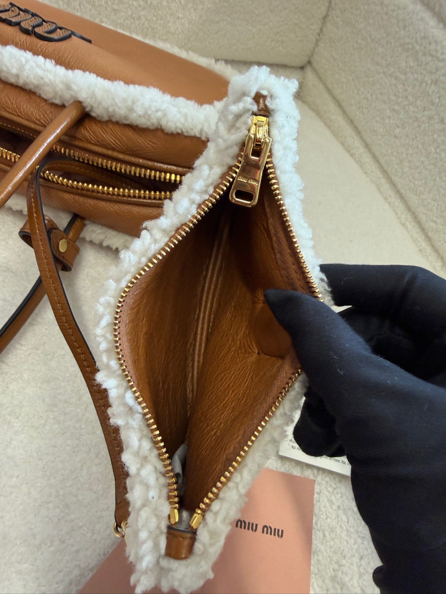 Luxury Promise MIU MIU Beau small shearling bag
