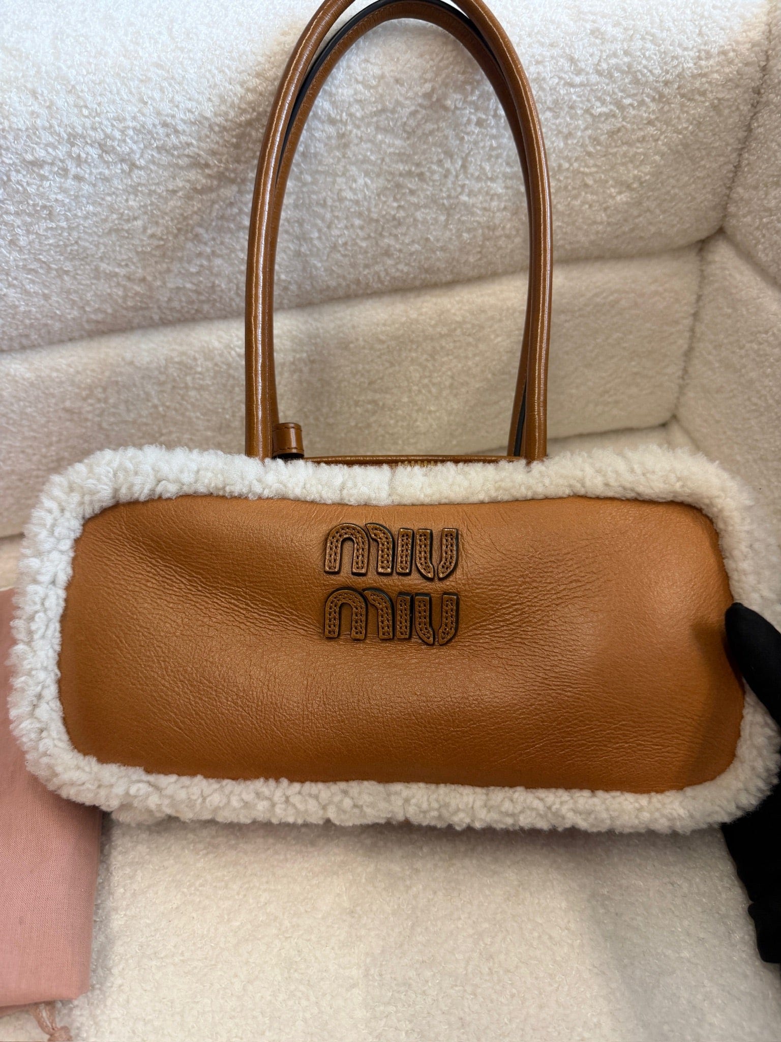 Luxury Promise MIU MIU Beau small shearling bag