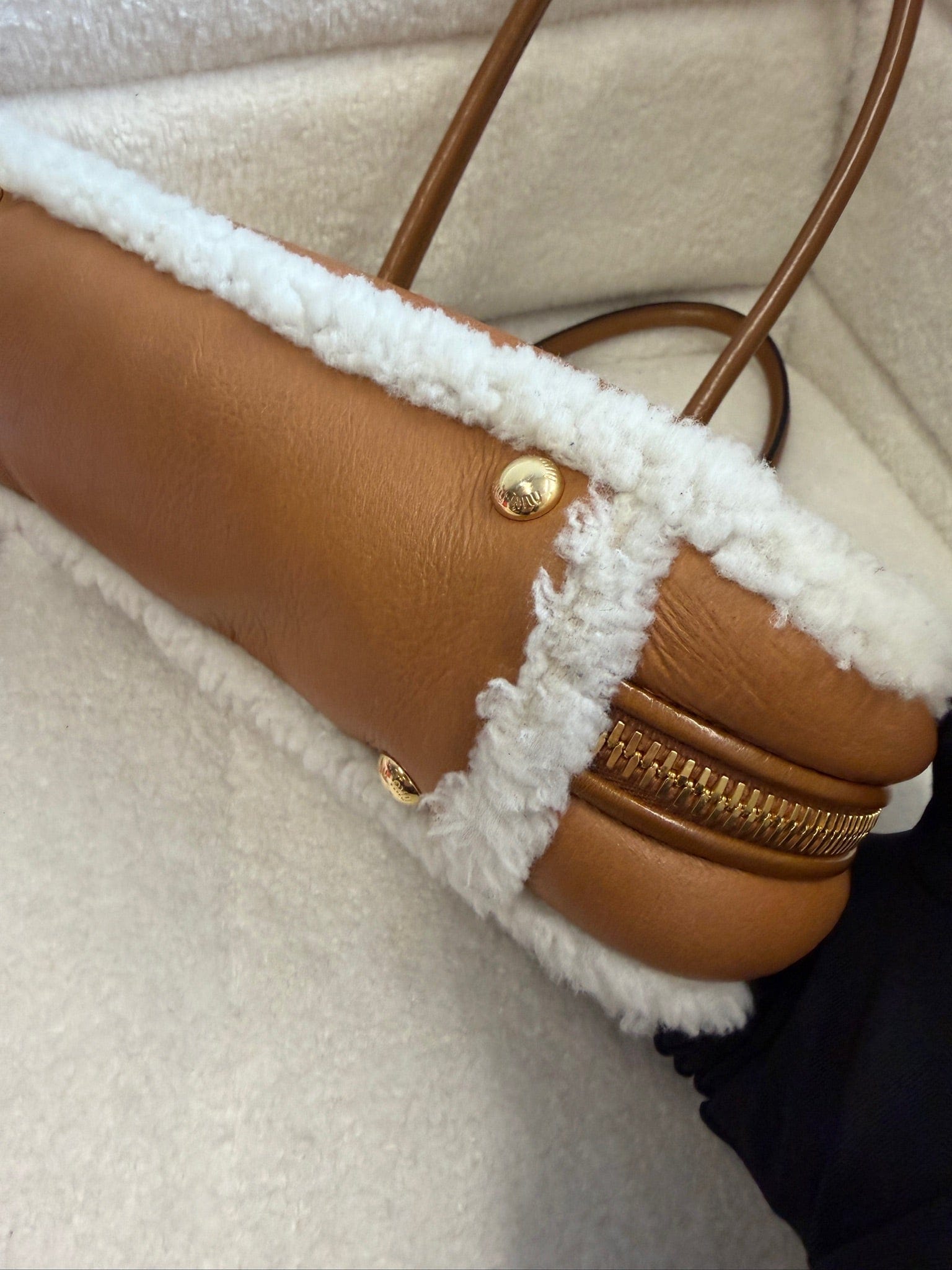 Luxury Promise MIU MIU Beau small shearling bag