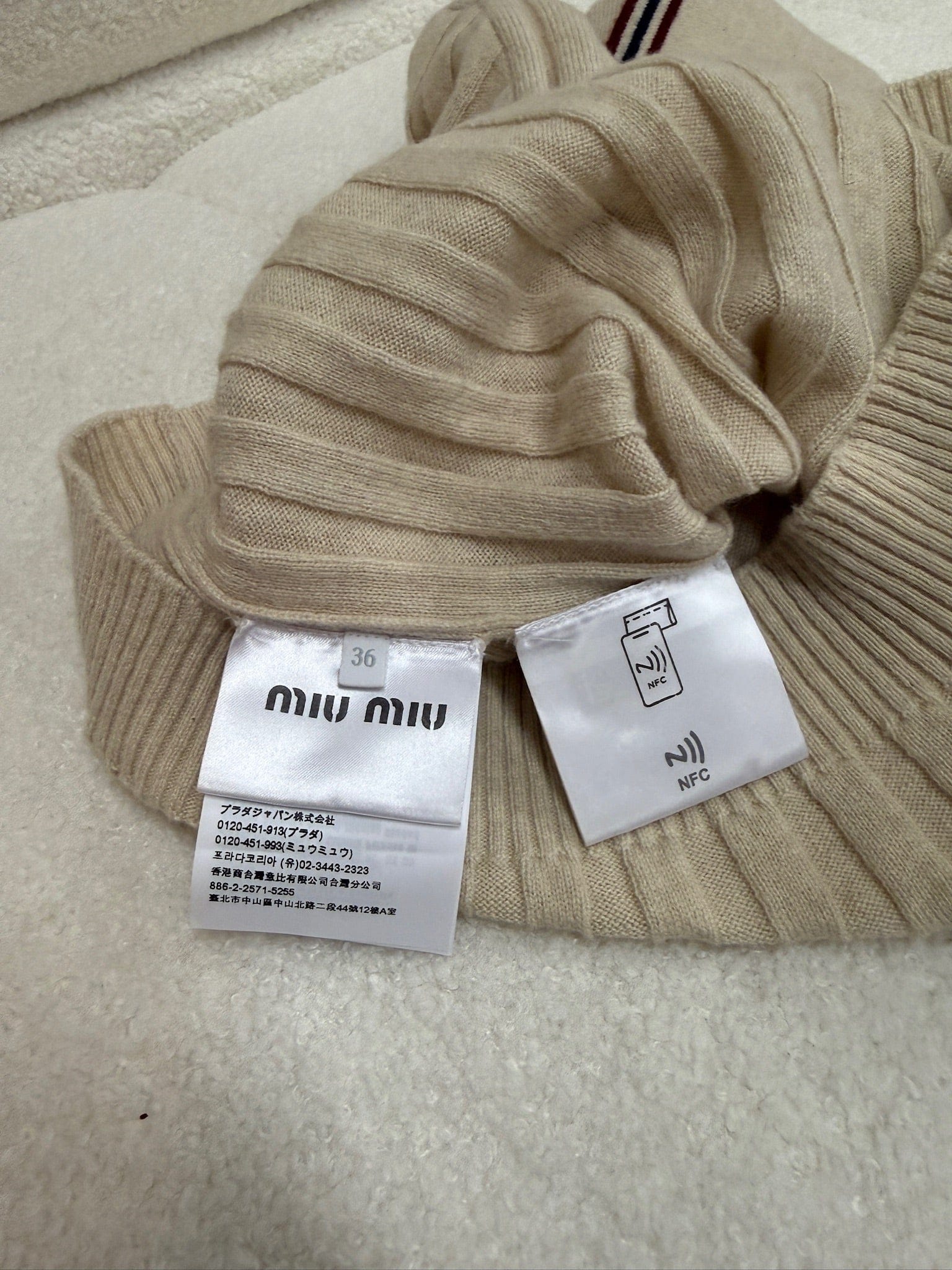 LUXURY PROMISE Miu Miu Ribbed Knit Cashmere Polo Shirt