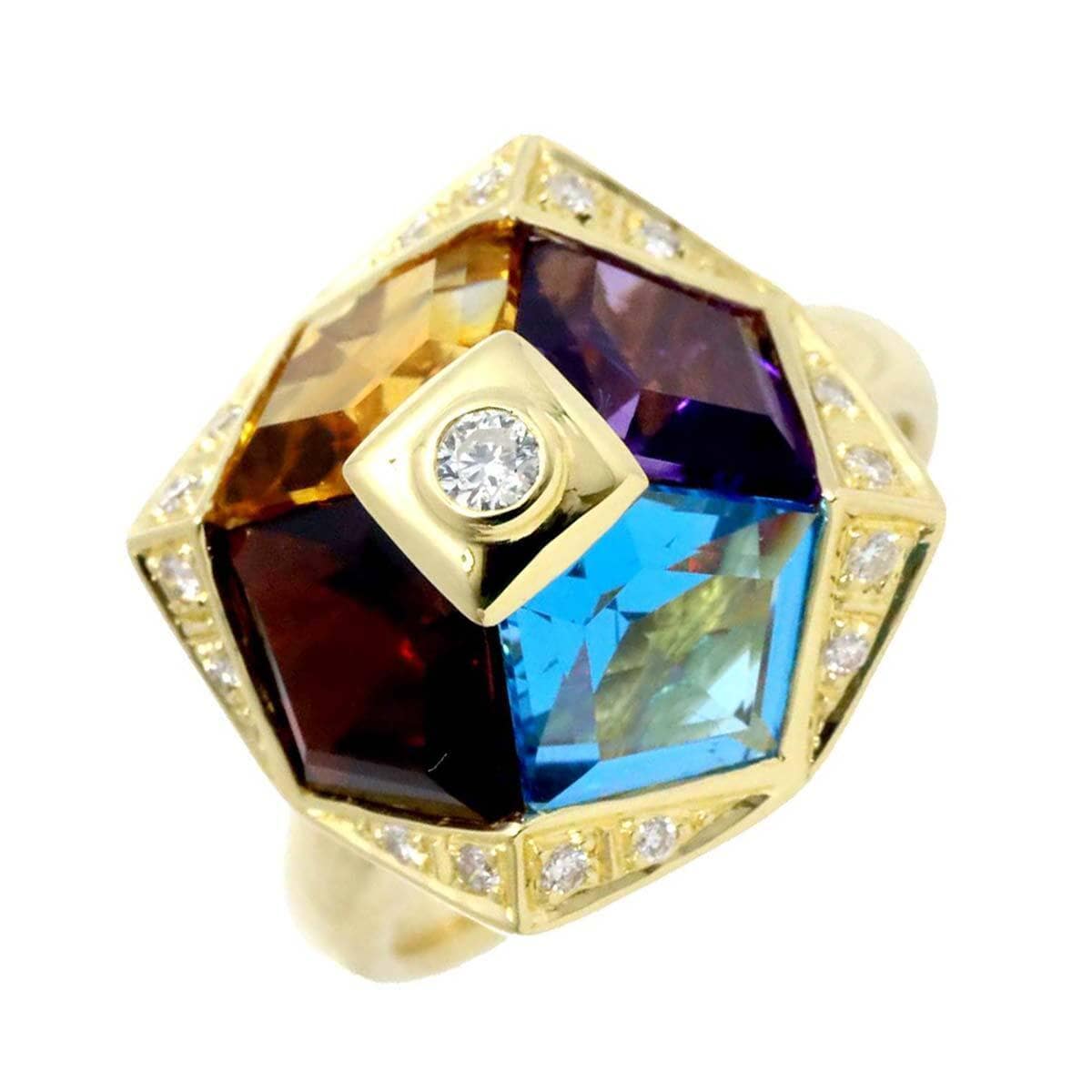 Luxury Promise Multi Stone 6.91ct Diamond 0.16ct Ring 18K YG 750 Size6(US) 90212385