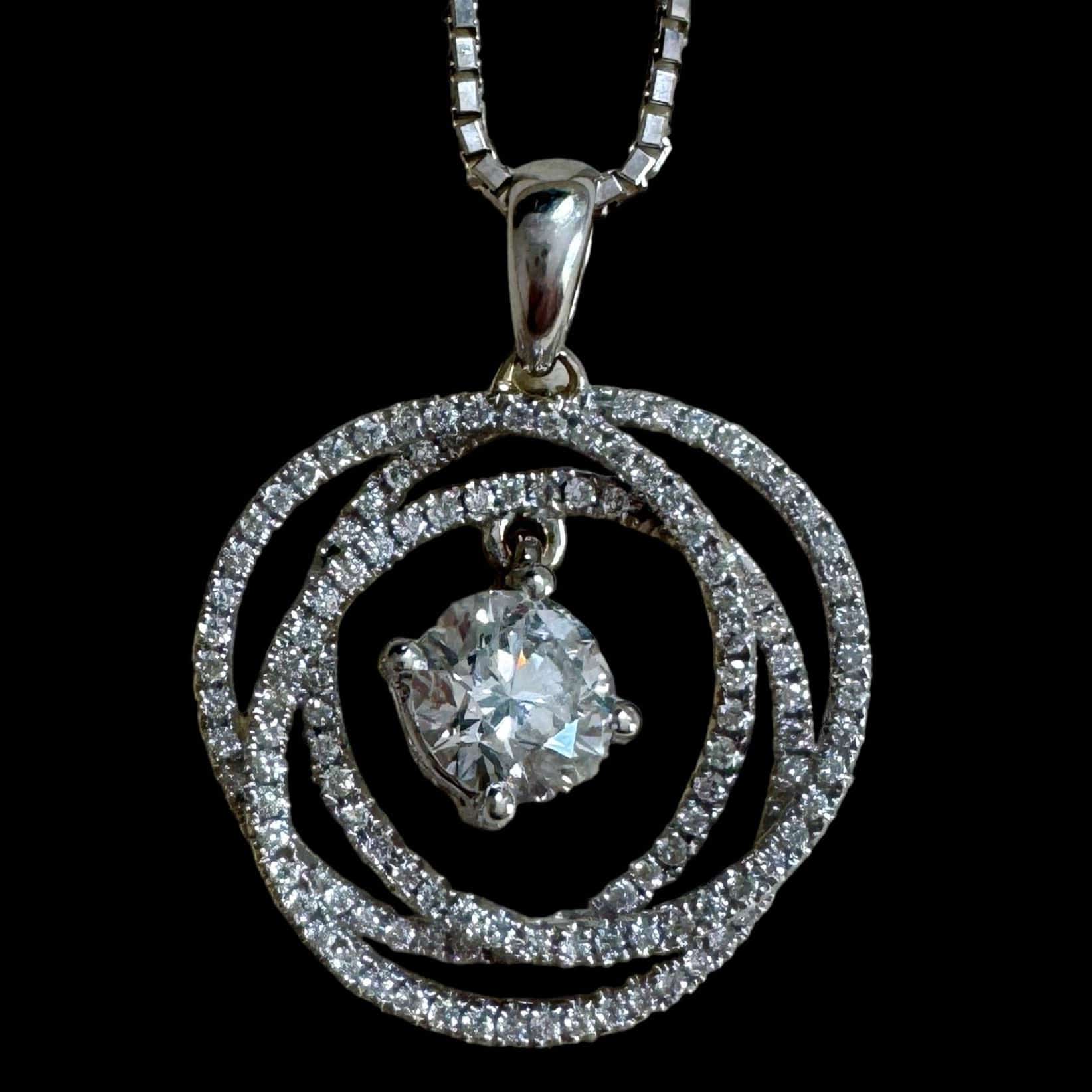 Luxury Promise 1.01ct GIA Centre Diamond with Three Diamond Circles Necklace