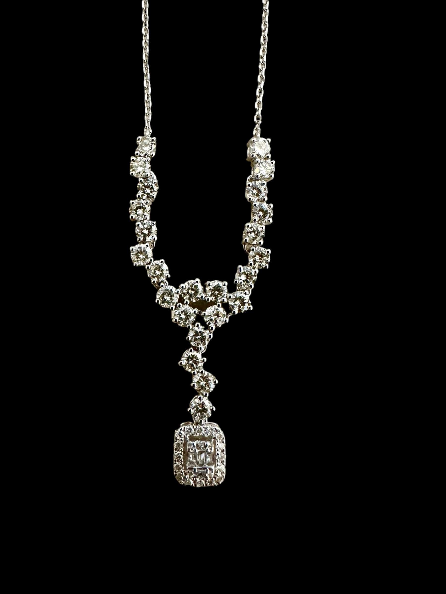 Luxury Promise 1.70ct Diamond Drop Necklace set in 18K White Gold