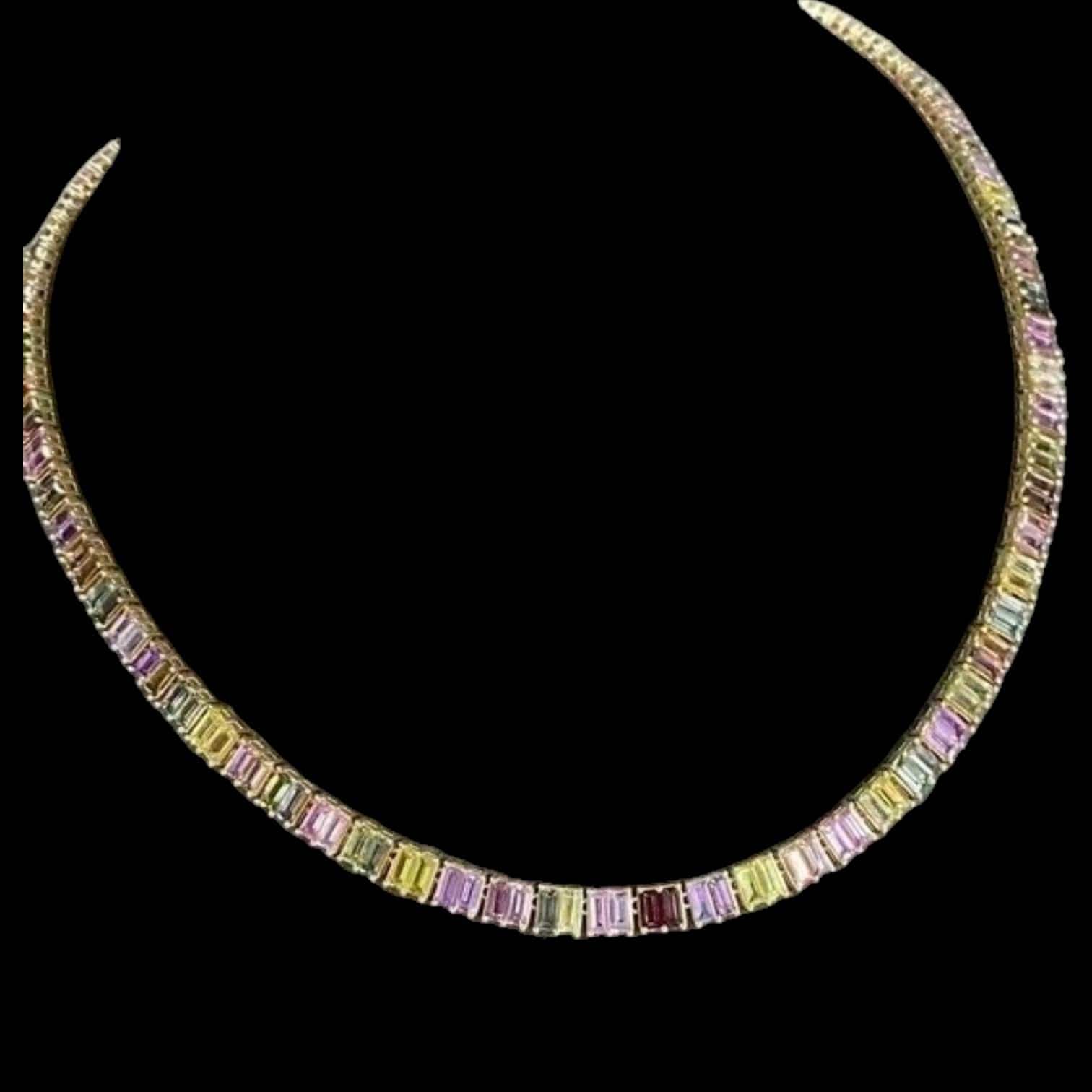 Luxury Promise 18.67ct Unheated Natural Multi-coloured Sapphire Necklace set in 18K Gold