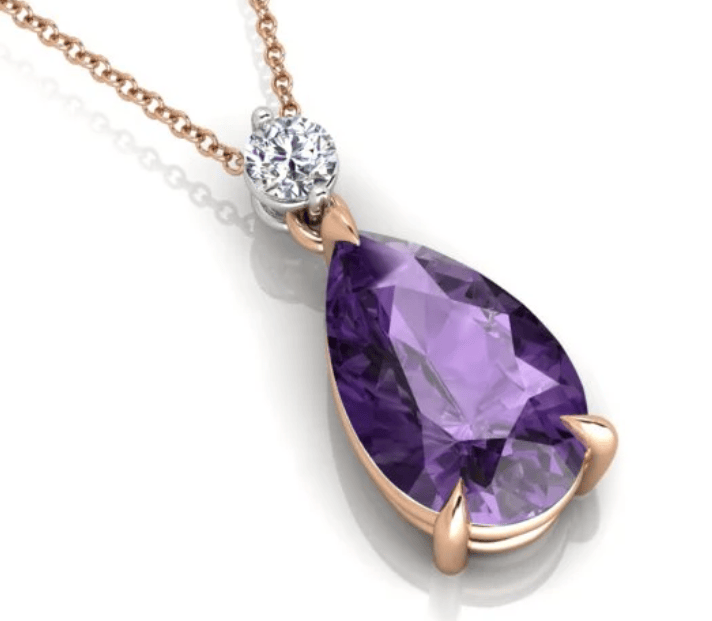 Luxury Promise 3.00ct Amethyst and 0.15ct Diamond Necklace in 18K White and Rose Gold