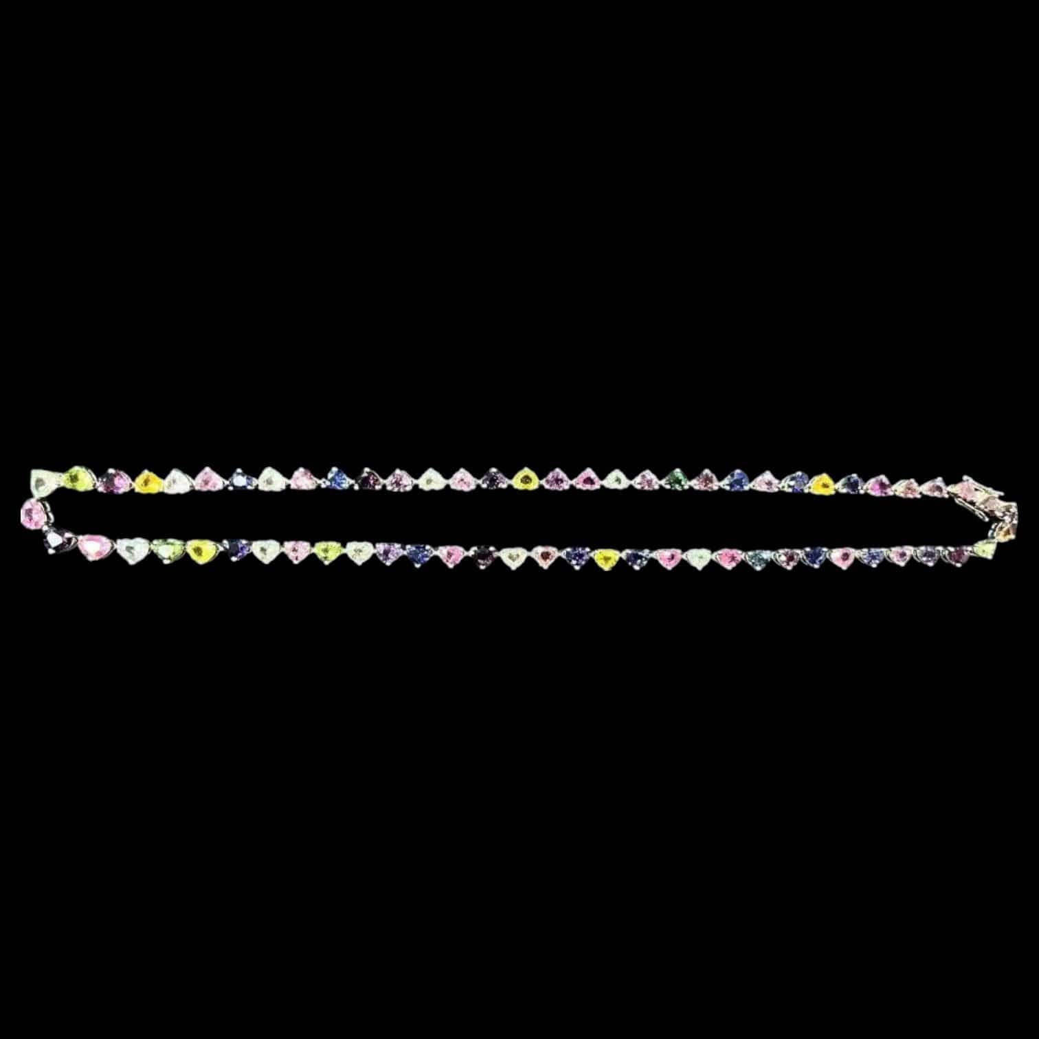 Luxury Promise 31.66ct Natural Multi-Colored Sapphire Stone Necklace set in 18K White Gold