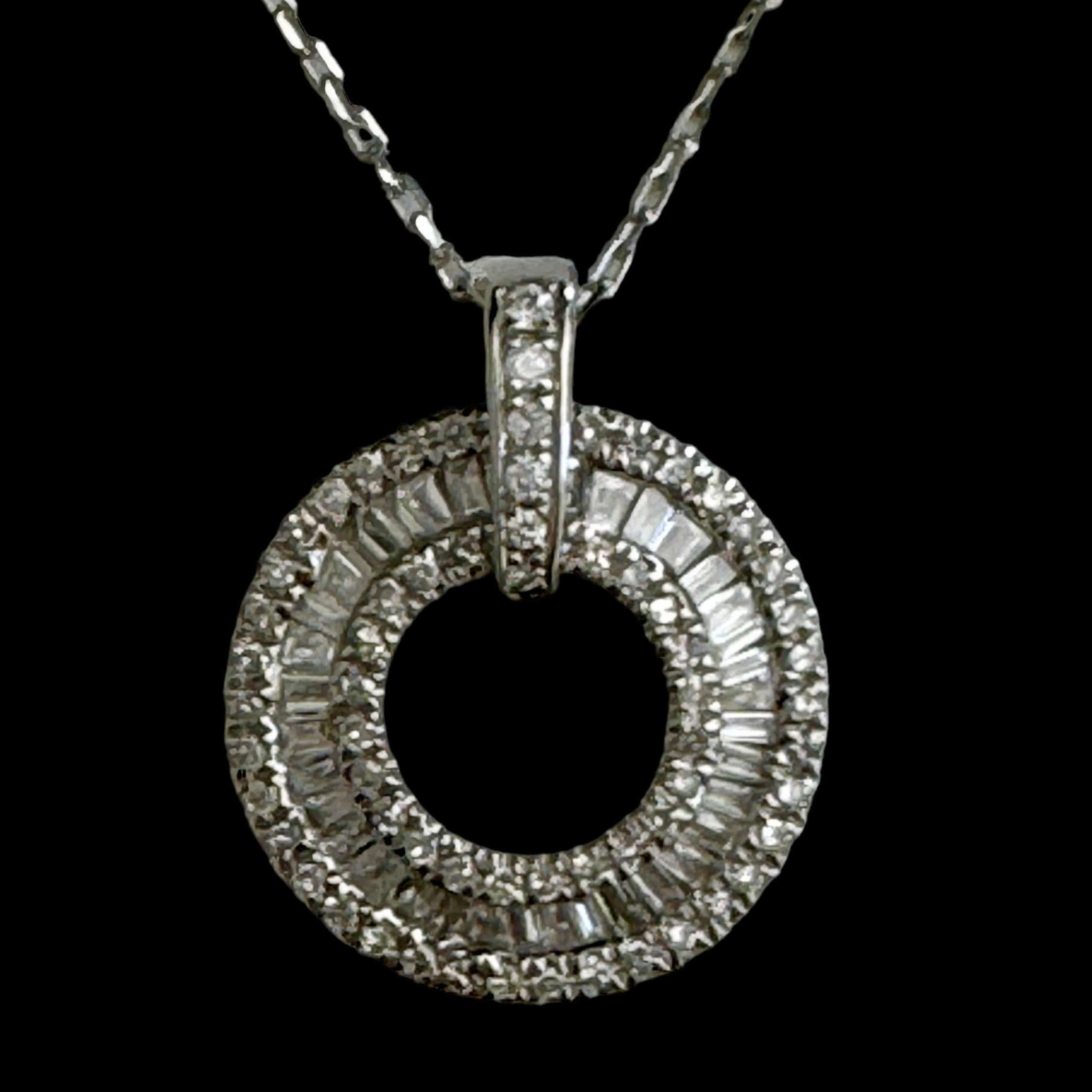 Luxury Promise Circular Natural Diamond Pendant Necklace set in 18K White Gold