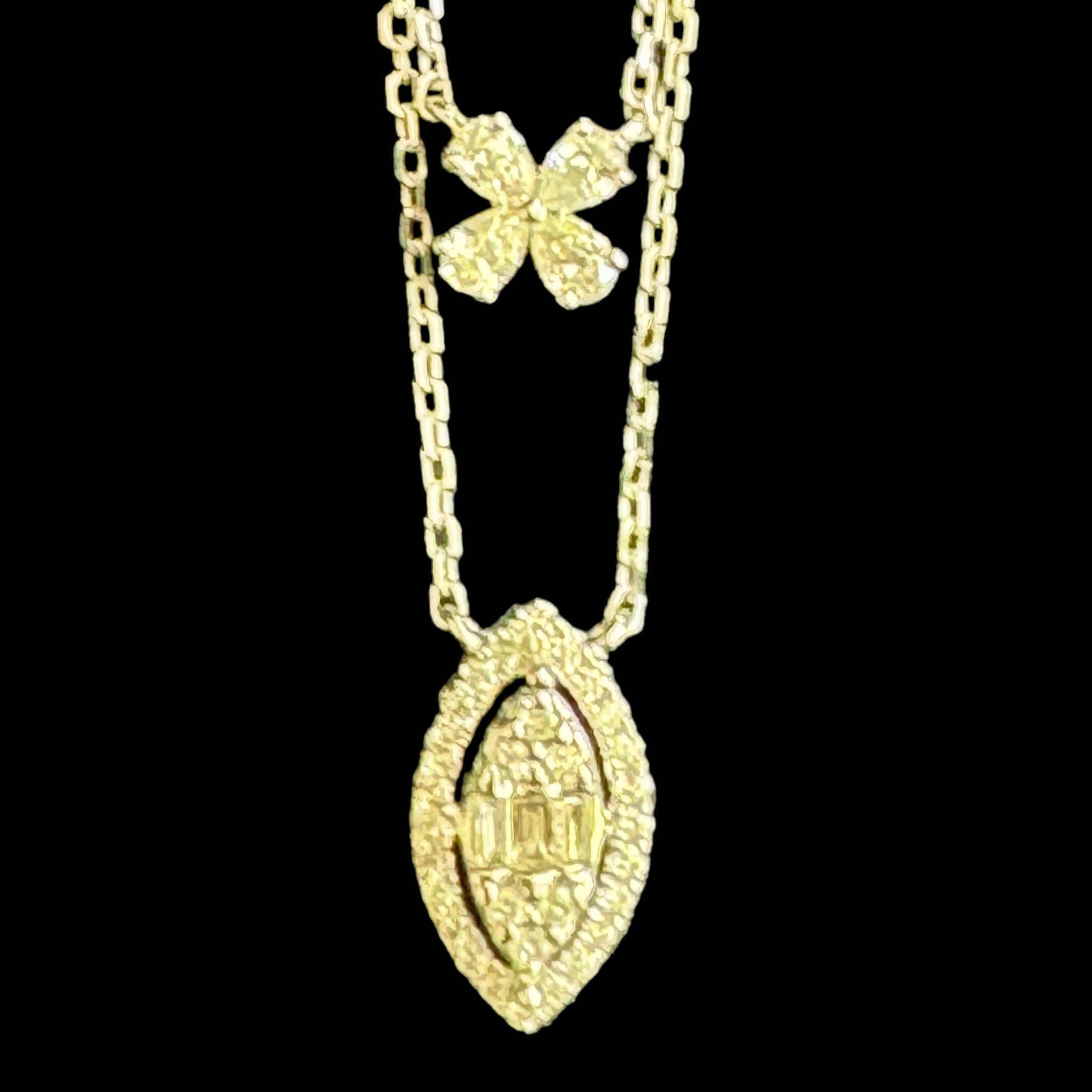 Luxury Promise Double Drop Diamond Pendant Necklace