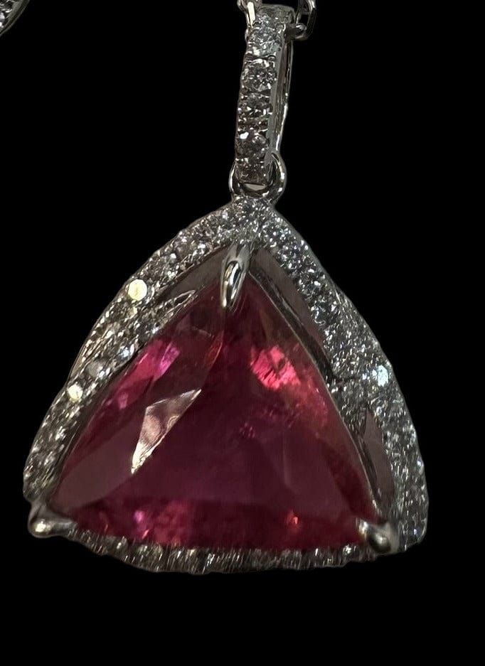 Luxury Promise Natural Pink Tourmaline and Diamond Pendant Necklace