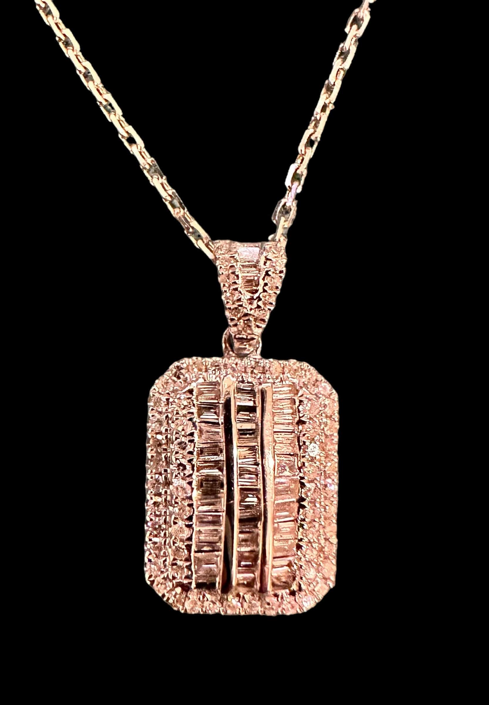 Luxury Promise Rectangular Diamond Pendant Necklace