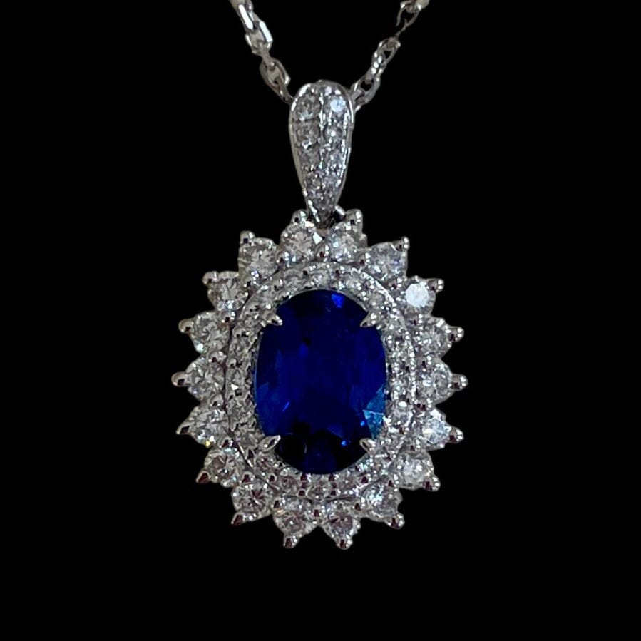 Luxury Promise "Royal Blue" Sapphire & Diamond Pendant