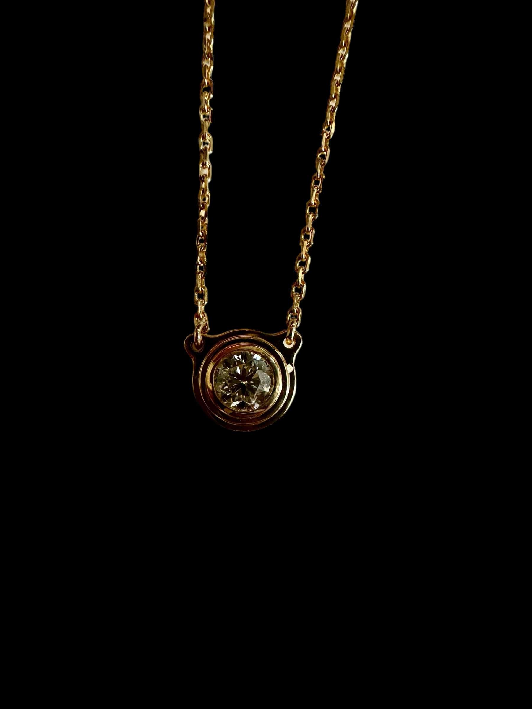 Luxury Promise Single Diamond Bezel Drop Necklace in 18K Yellow Gold