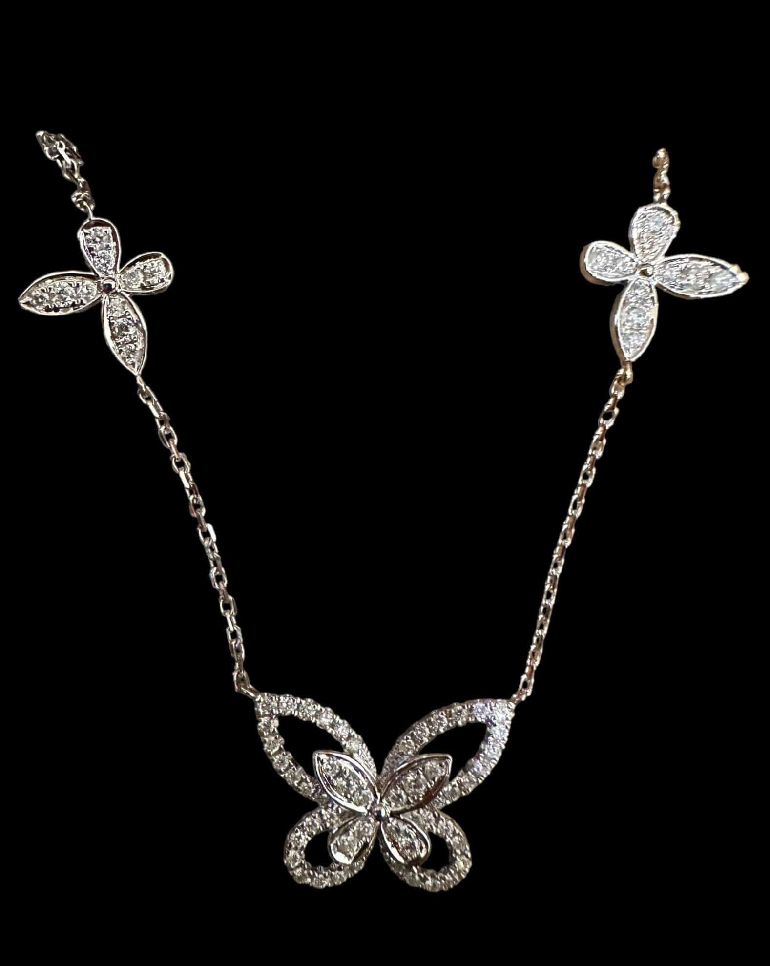 Luxury Promise White Gold and Diamond Butterfly Necklace