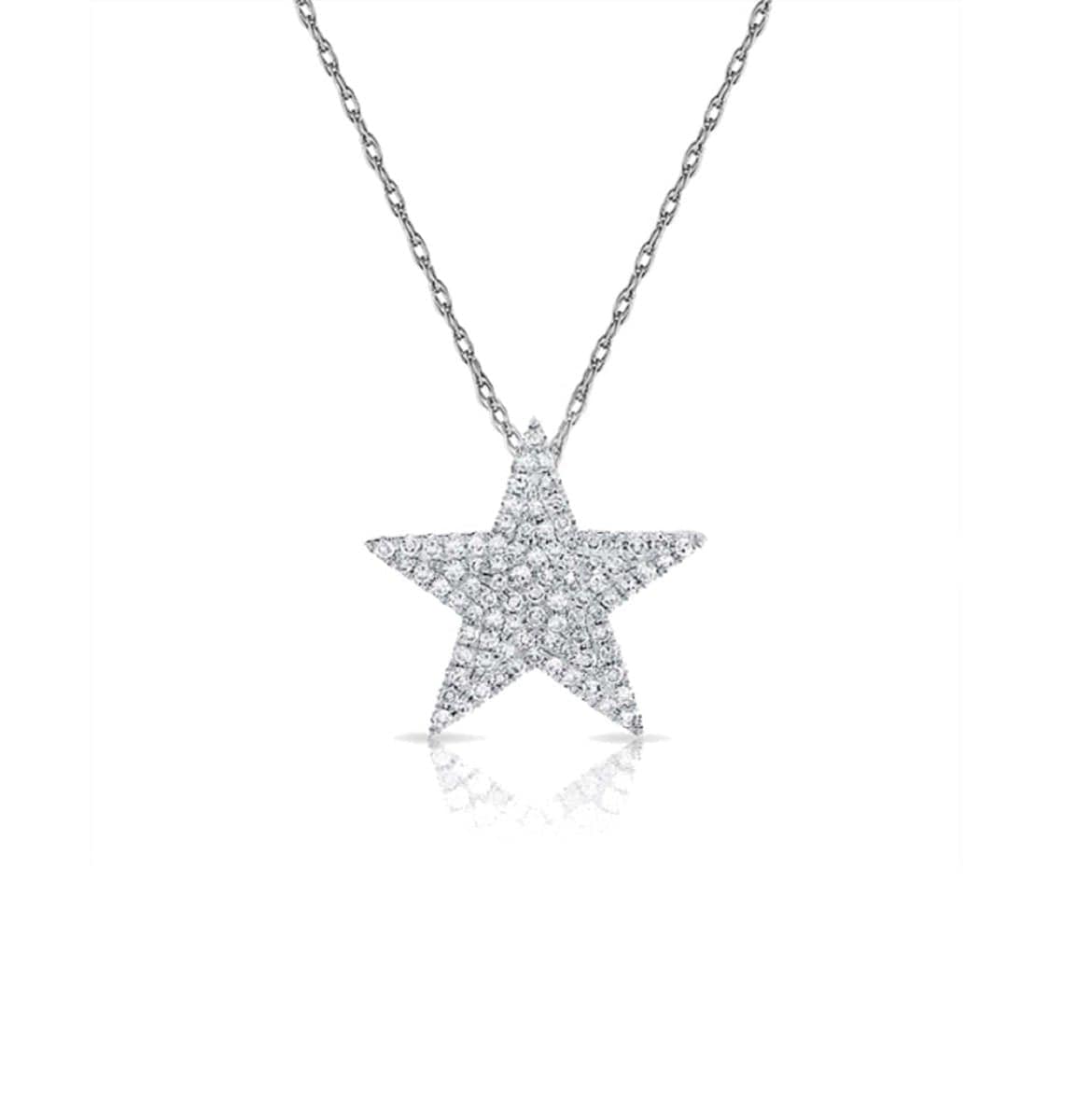 14k Gold & Diamond Star Necklace White Gold 0.31ctw