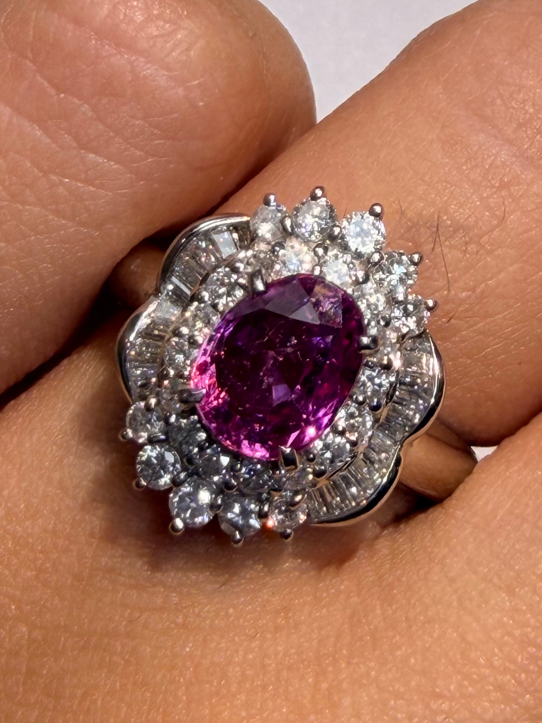 Luxury Promise No Heat Sapphire Ring in Pt900 / S2.11ct / D0.82ct (4.5us) 4675 JJC0510