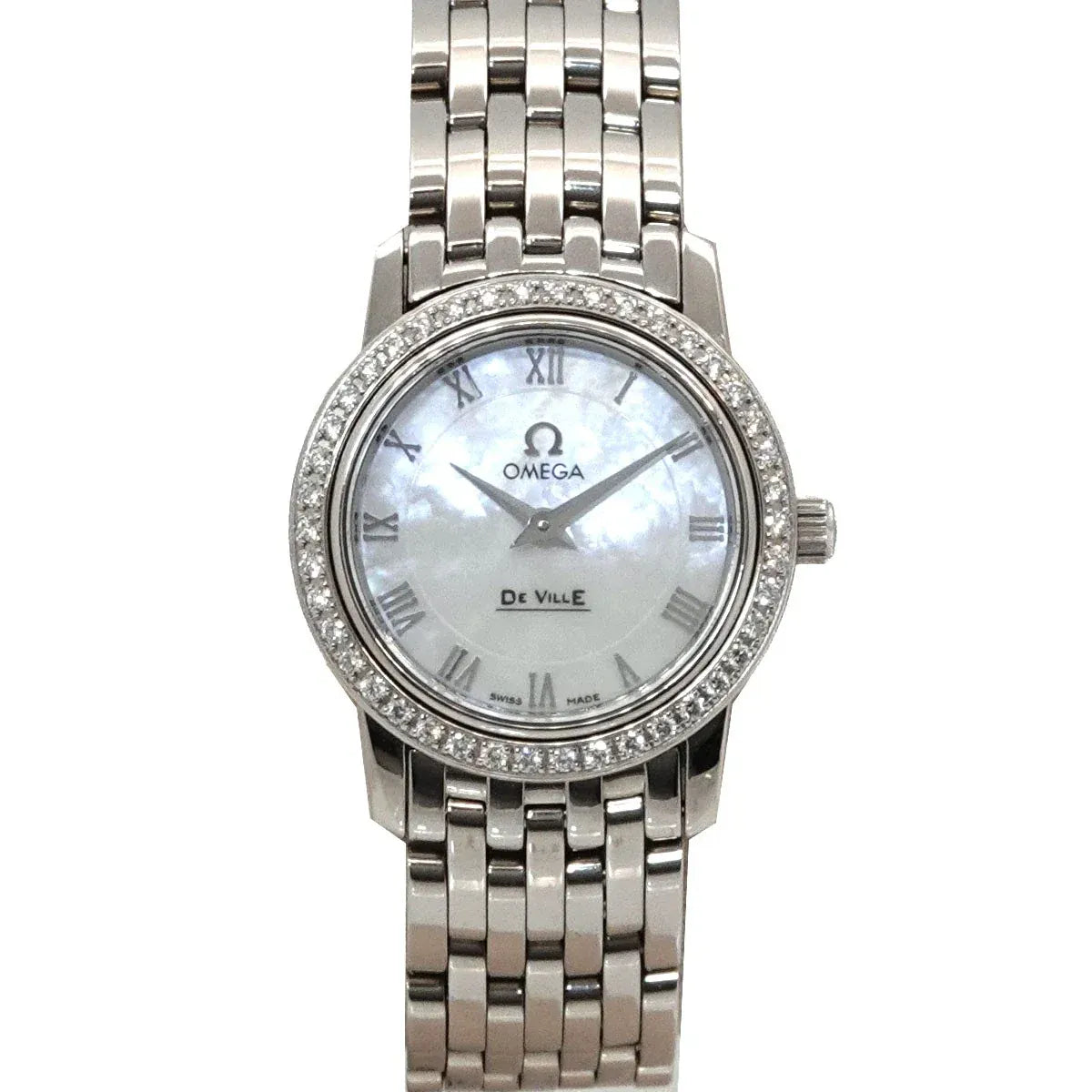 LUXURY PROMISE OMEGA De Ville 4575 71 Quartz Diamond White Shell Dial Ladies watch 90326376