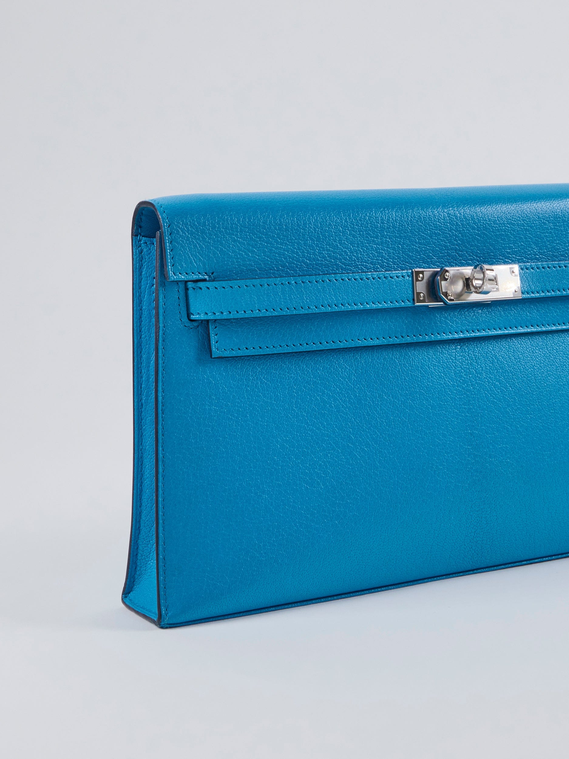 LUXURY PROMISE *LONDON LOCATED* HERMÈS KELLY ELAN BLUE FRIDA Chèvre Chamkilla Leather with Palladium Hardware