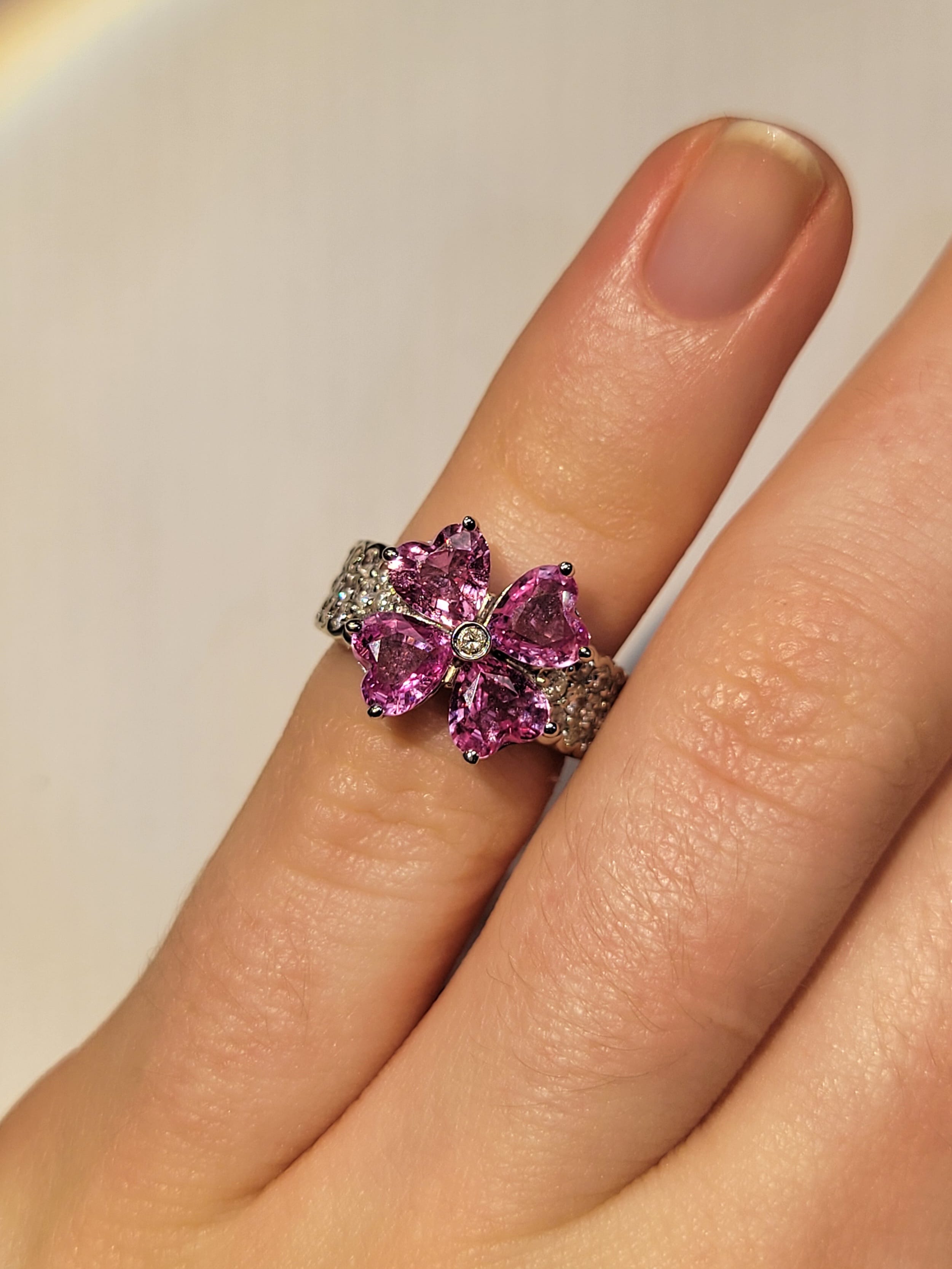 Luxury Promise Pink Sapphire Ring in 18K / S2.15ct / D0.60ct (1.25us) 4688 JJC0562