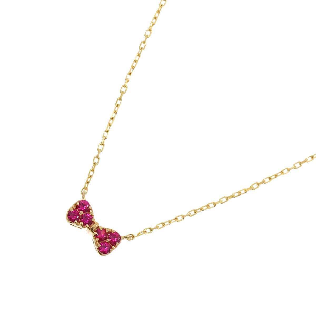 Luxury Promise Ponte Vecchio Ruby 0.09ct Necklace 18K PG 750 90222267