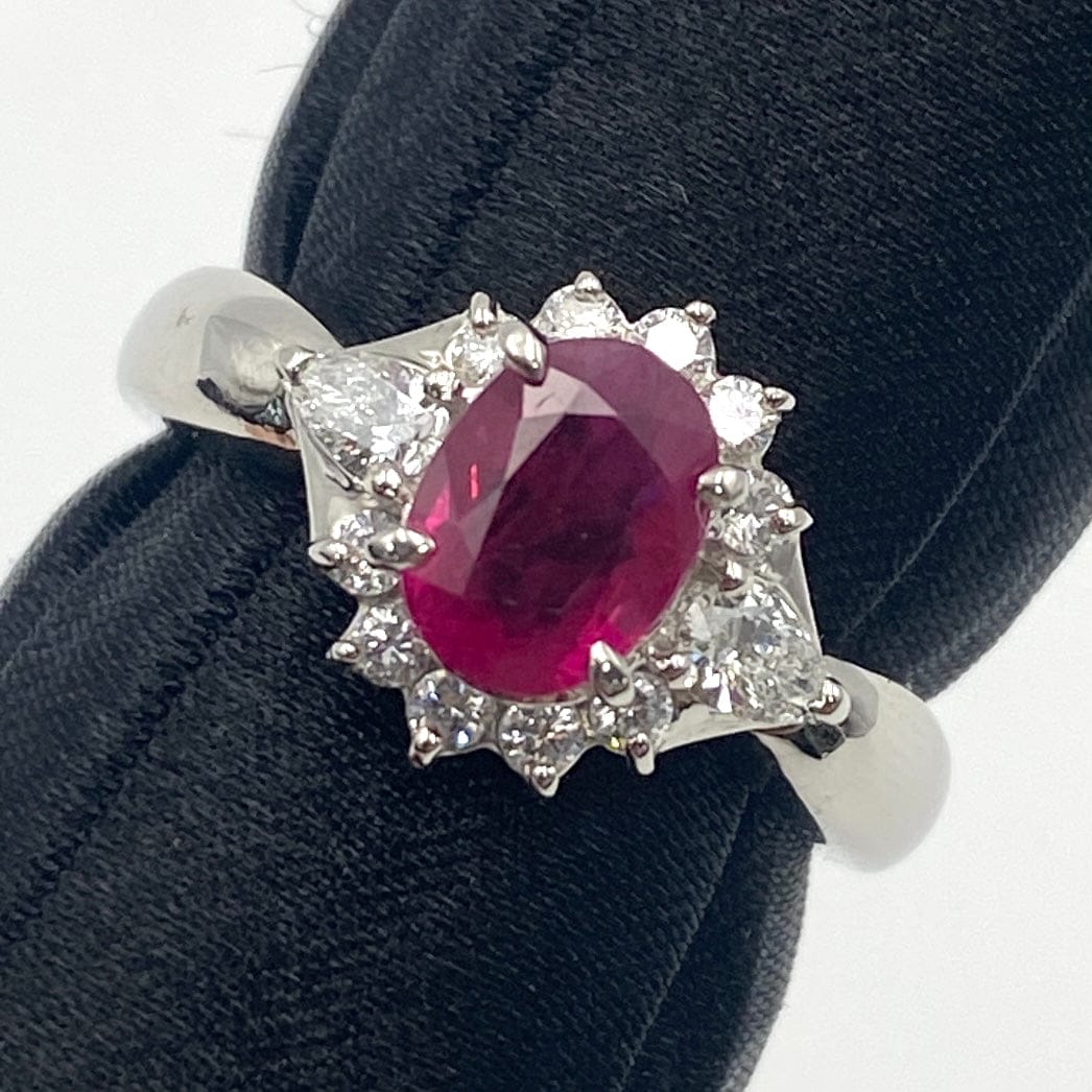 LUXURY PROMISE Pt850 Ruby Ring R1.162 D0.39 6.7g GRJ 50369 US5.75