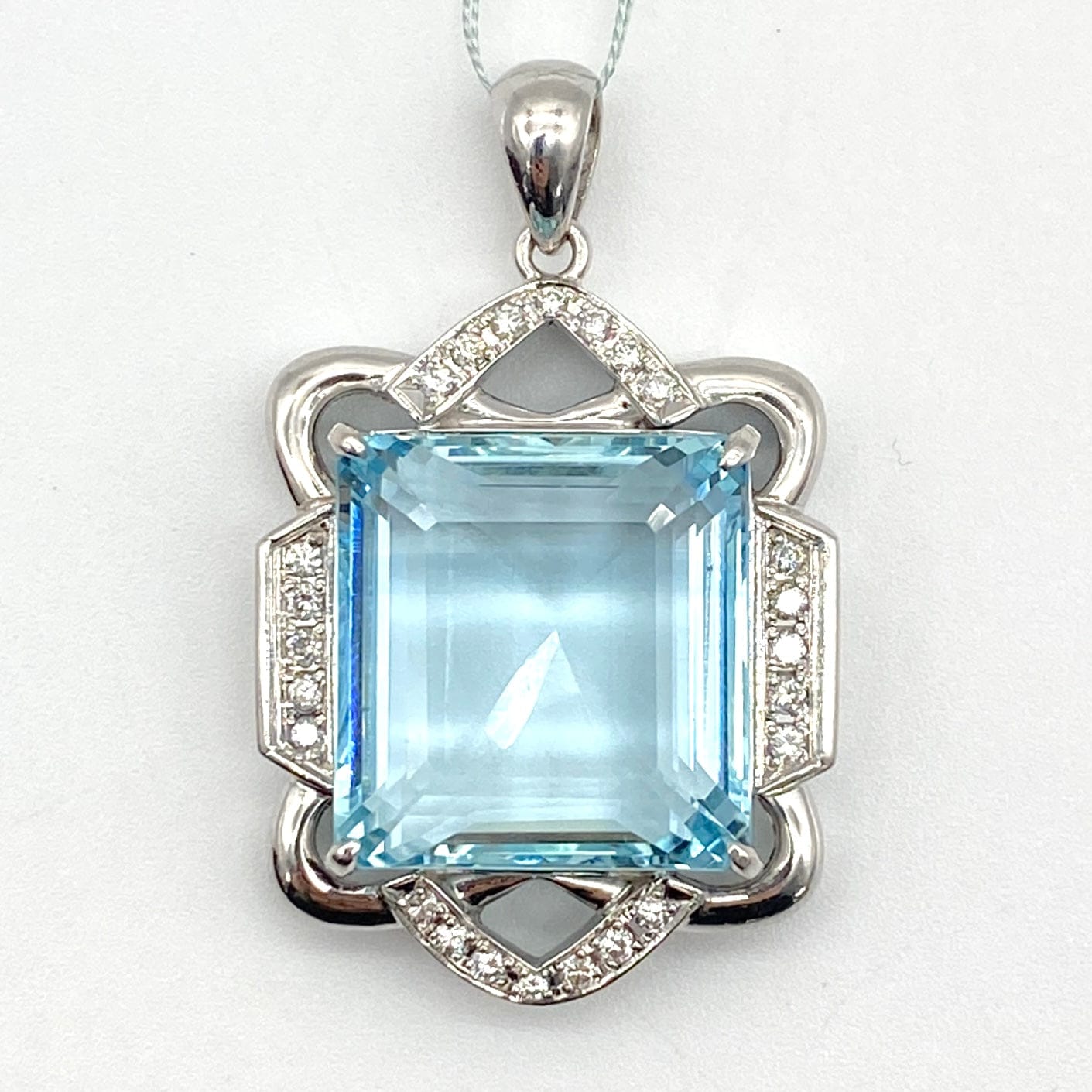 LUXURY PROMISE Pt900 Aquamarine Pen Top AQ46.35 D0.62 29 NGL 51891