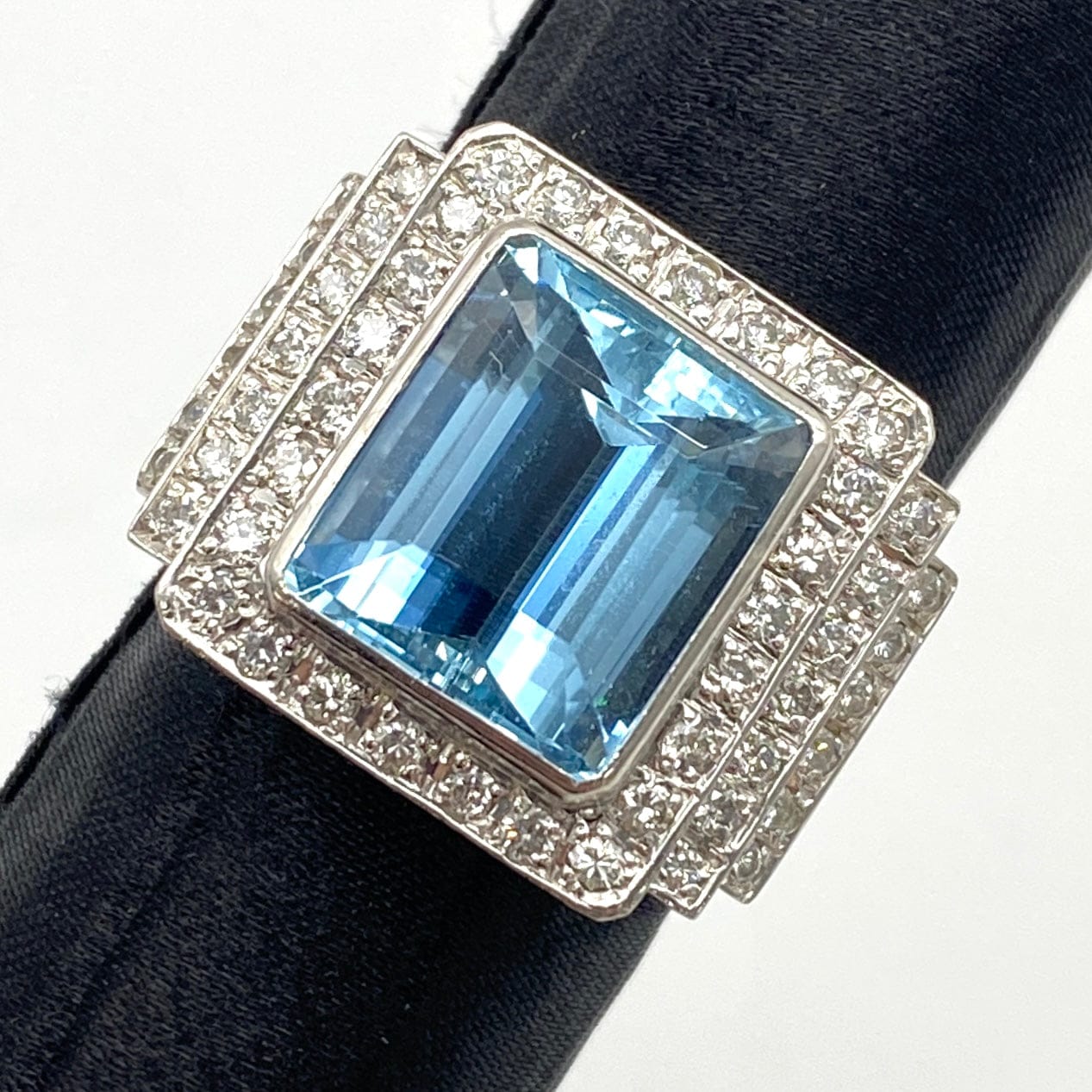 LUXURY PROMISE Pt900 Aquamarine Ring AQ D0.89 23.5 Other 51707 US7.25