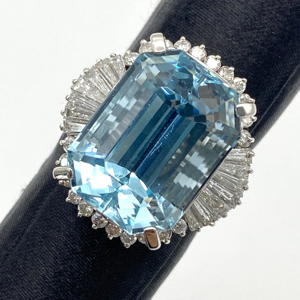 LUXURY PROMISE Pt900 Aquamarine Ring AQ17.41 D1.32 20.5 Nippou 49038 US6