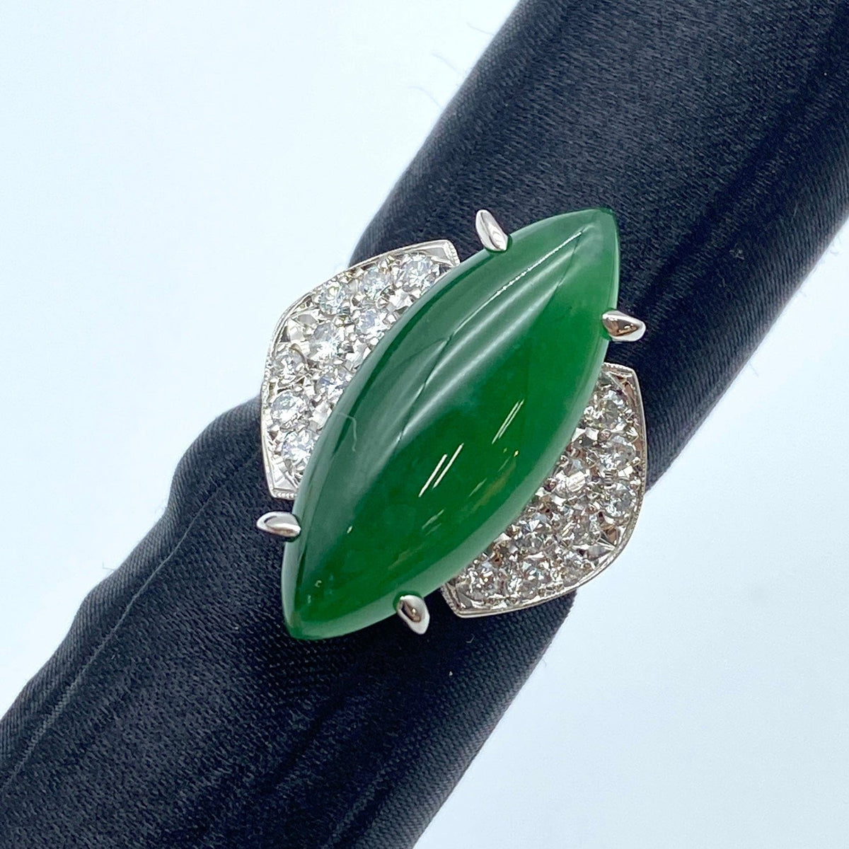 LUXURY PROMISE Pt900 Jade Ring JD7.957 D0.41 US6 59984