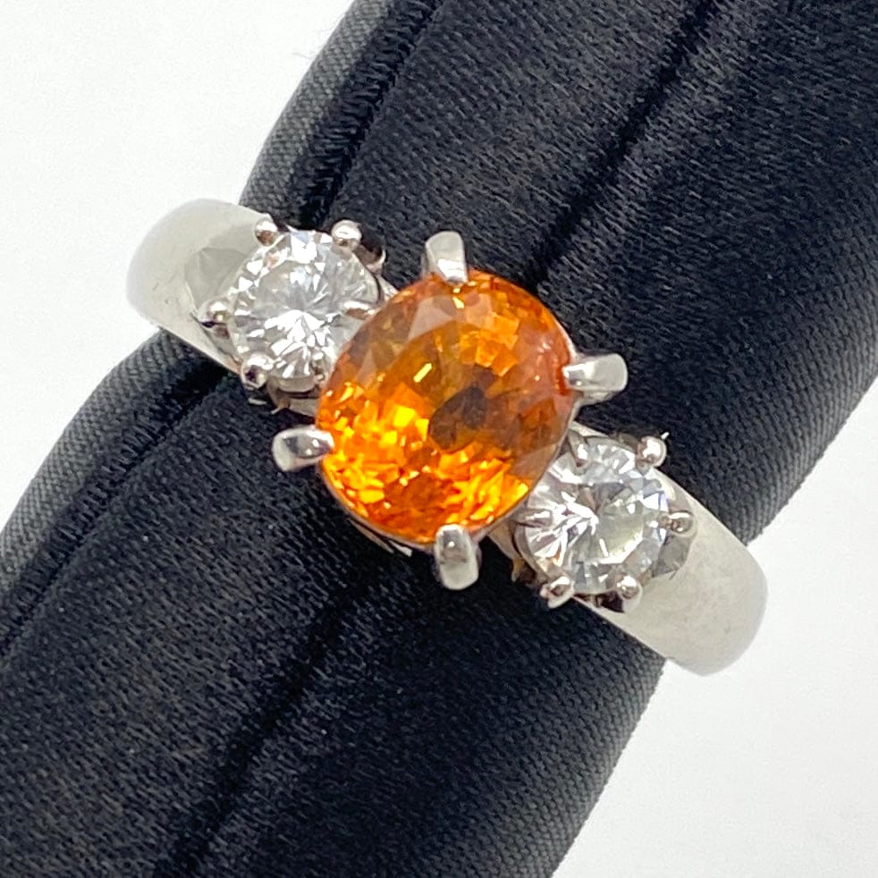 LUXURY PROMISE Pt900 Orange Sapphire Ring OS2.13 D0.53 7.9 Medium 51656 US7
