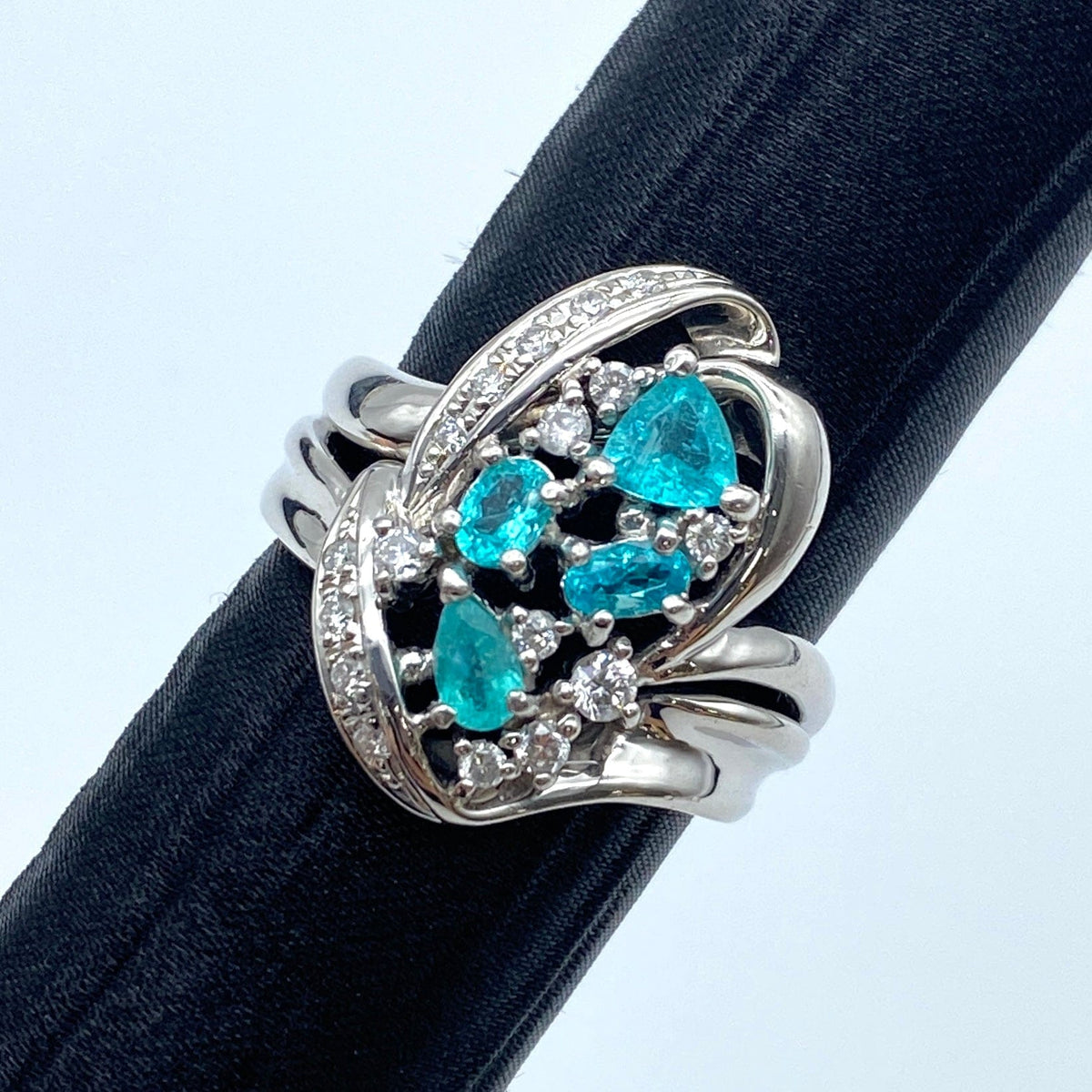 LUXURY PROMISE Pt900 Paraiba Ring PRT0.74 D0.35 US7.75 58317
