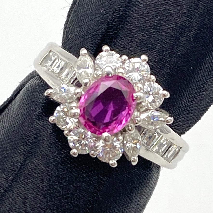 LUXURY PROMISE Pt900 Ruby Ring R0.86 D1.1 7.4 Medium So 51655 US5.25