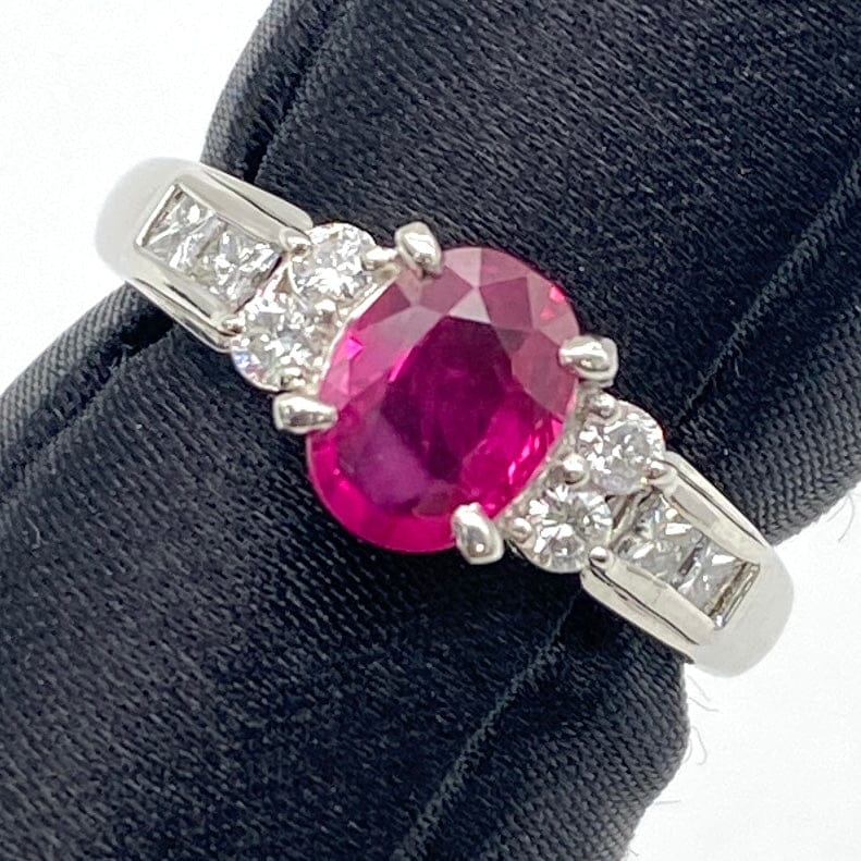 LUXURY PROMISE Pt900 Ruby Ring R1.14 D0.30 5.8 Medium So 48747 US5.75