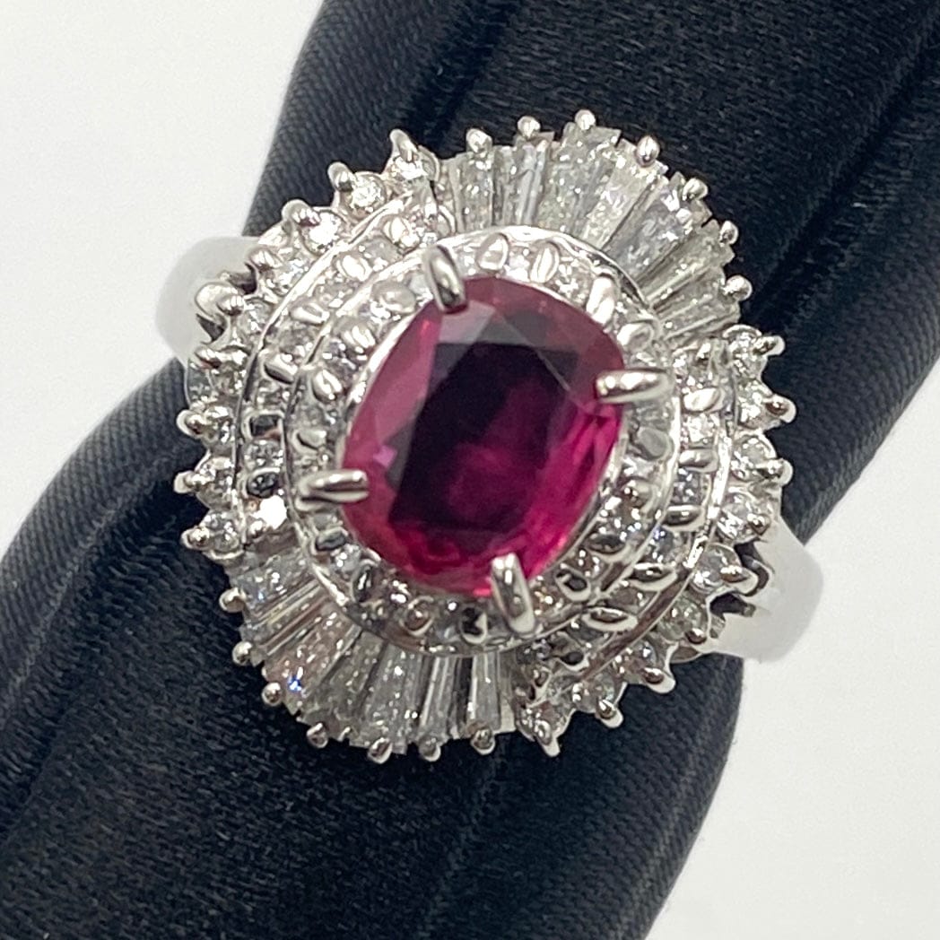 LUXURY PROMISE Pt900 Ruby Ring R1.19 D0.67 8.7g sorting 50380 US5.25