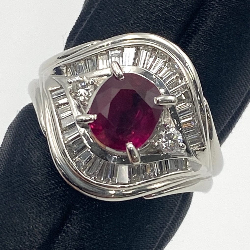 LUXURY PROMISE Pt900 Ruby Ring R1.55 D0.65 10.8g sorting 48972 US6.5