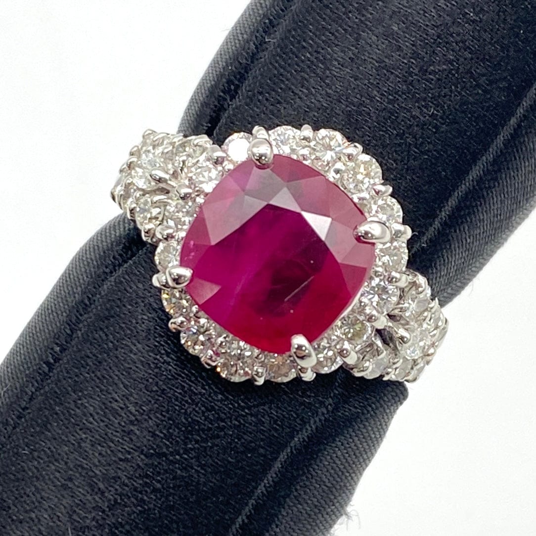 LUXURY PROMISE Pt900 Ruby Ring R3.03 D0.88 6.6 GRJ 51720 US5.25