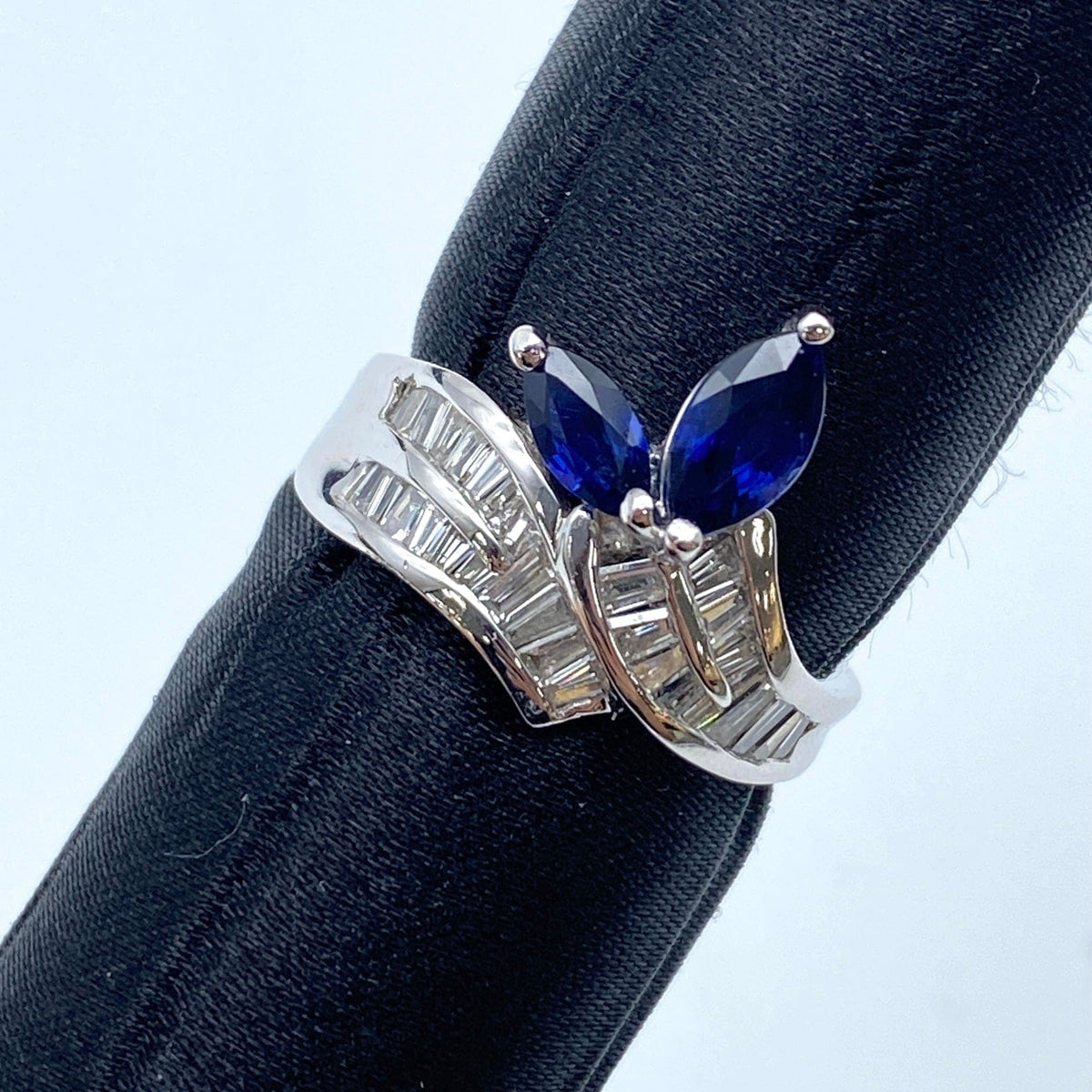 LUXURY PROMISE Pt900 Sapphire Ring S1.06 D0.61 US5 58293