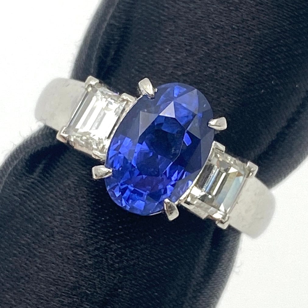 LUXURY PROMISE Pt900 sapphire ring S3.20 D0.70 7.3g GIA 50433 US5.25