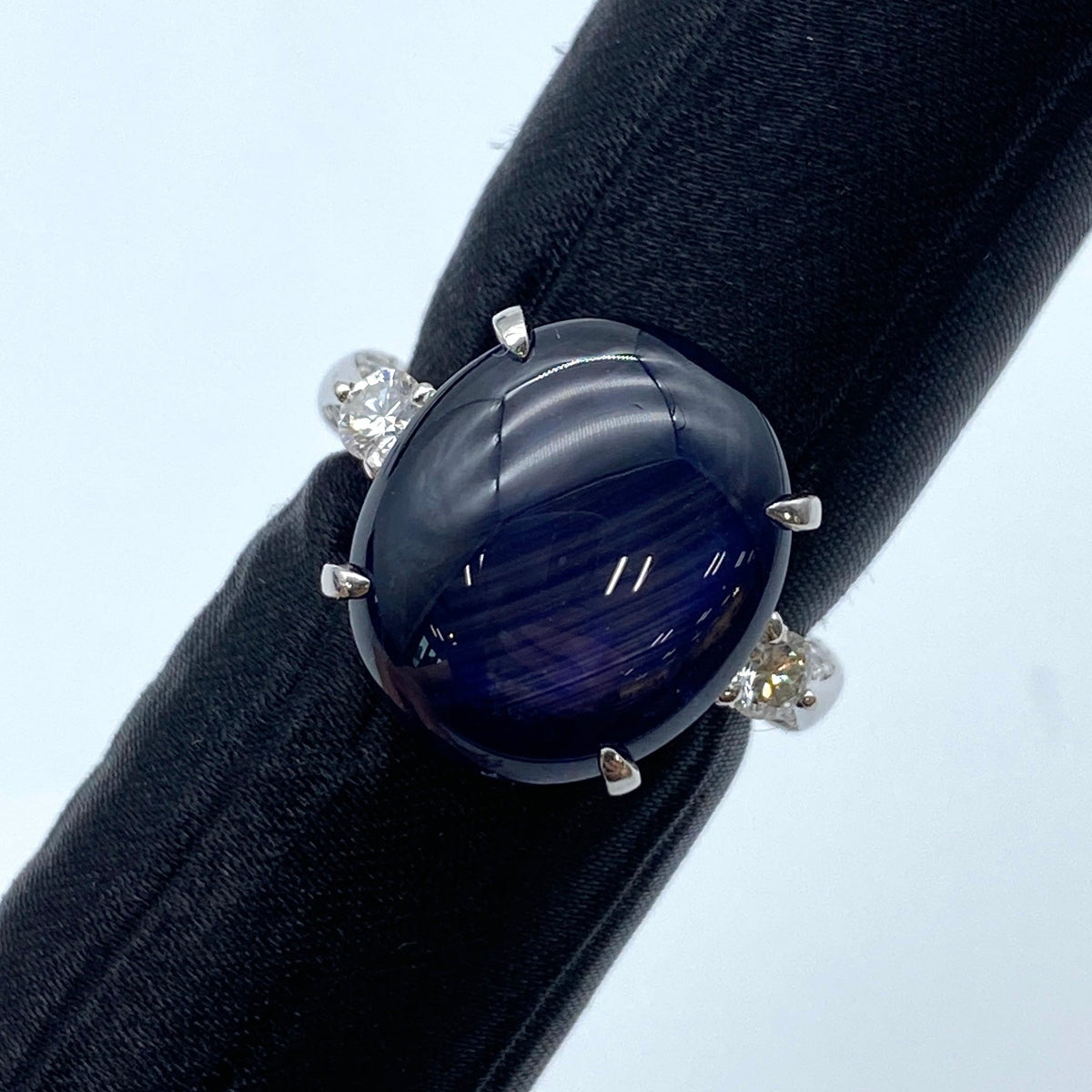 LUXURY PROMISE Pt900 Star Sapphire Ring Burma SS13.98 D0.43 US6.5 60018