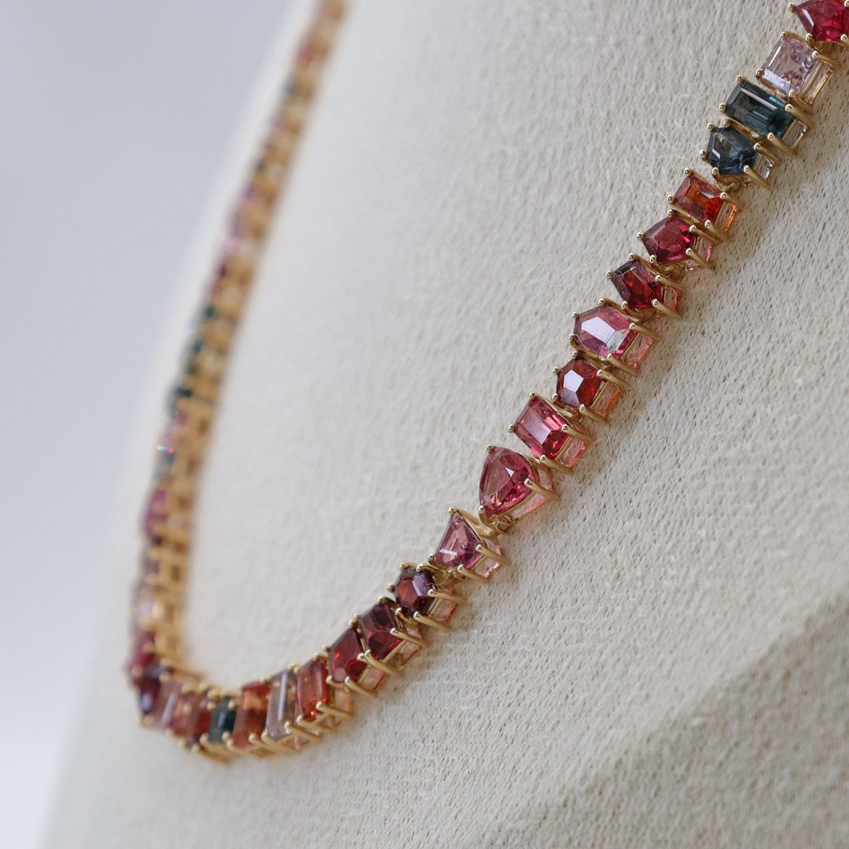 Luxury Promise RAINBOW MULTI SHAPE SPINEL TENNIS NECKLACE 17" AVCHK357