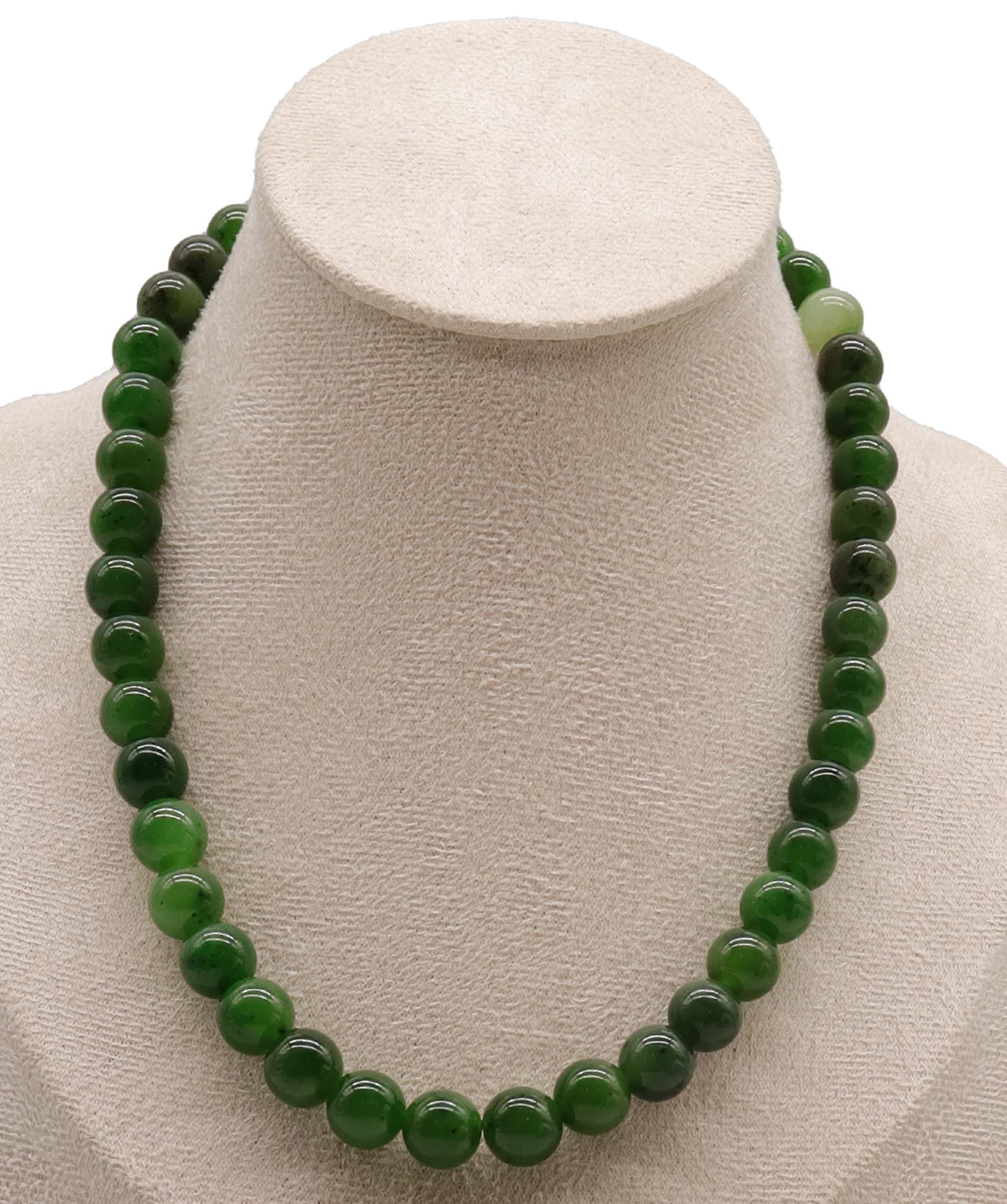 Luxury Promise 280ct Natural Siberian Jade Necklace D10mm DXBCS2224