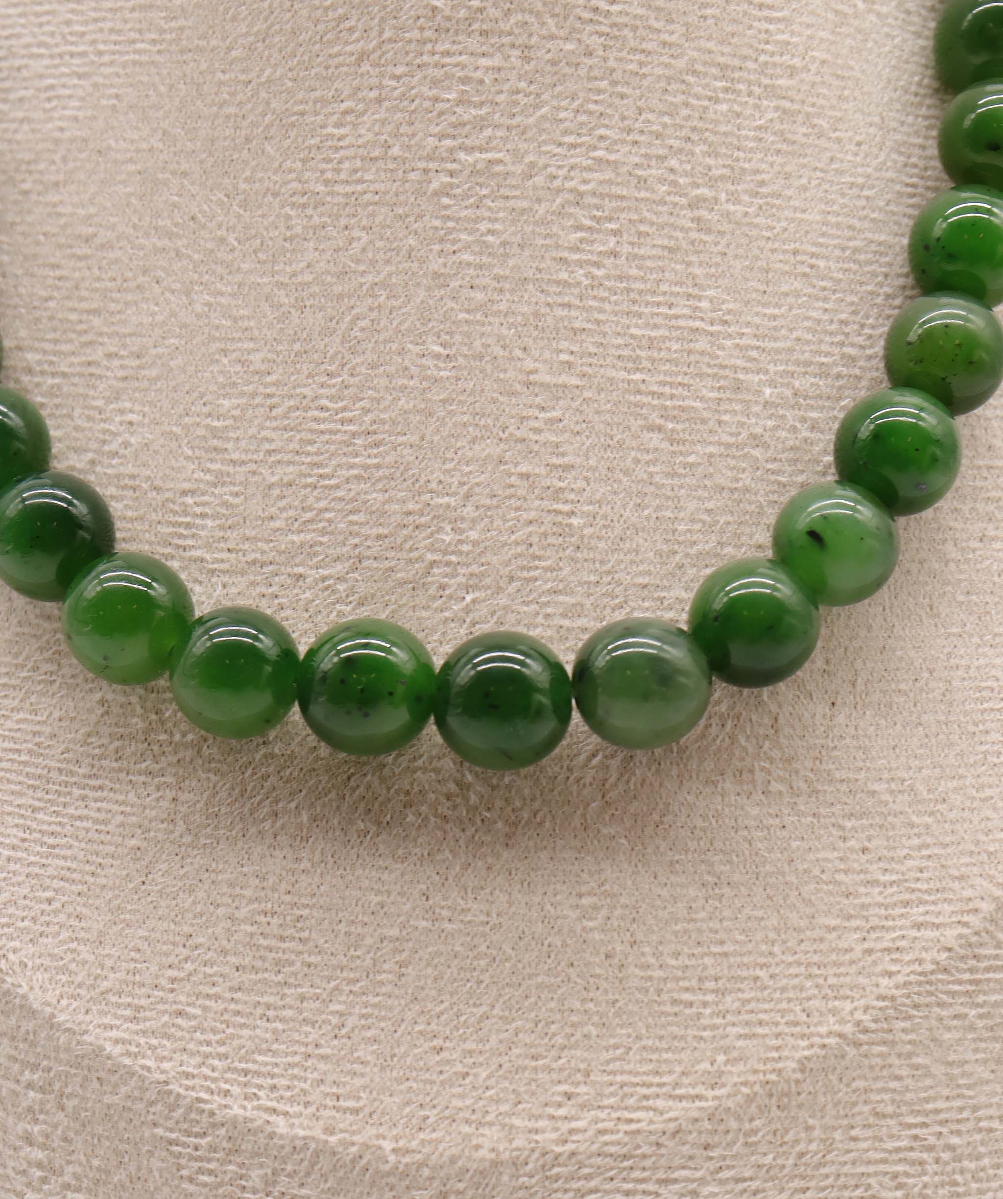 Luxury Promise 370ct Natural Siberian Green Jade Necklace D11mm-11.4mm DXBCS2226